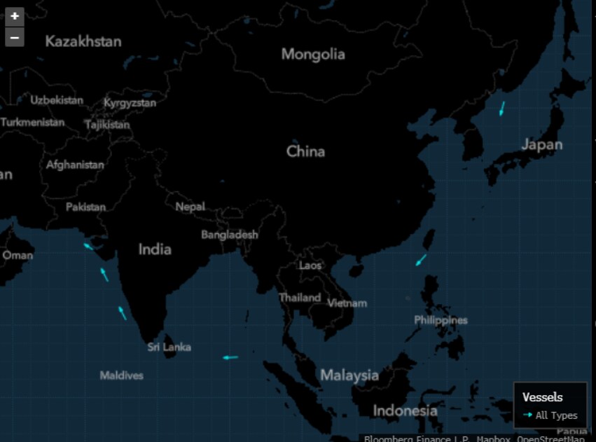 Six vessels are hauling Russia's ESPO oil to India from Kozmino port in August.Source: Bloomberg
