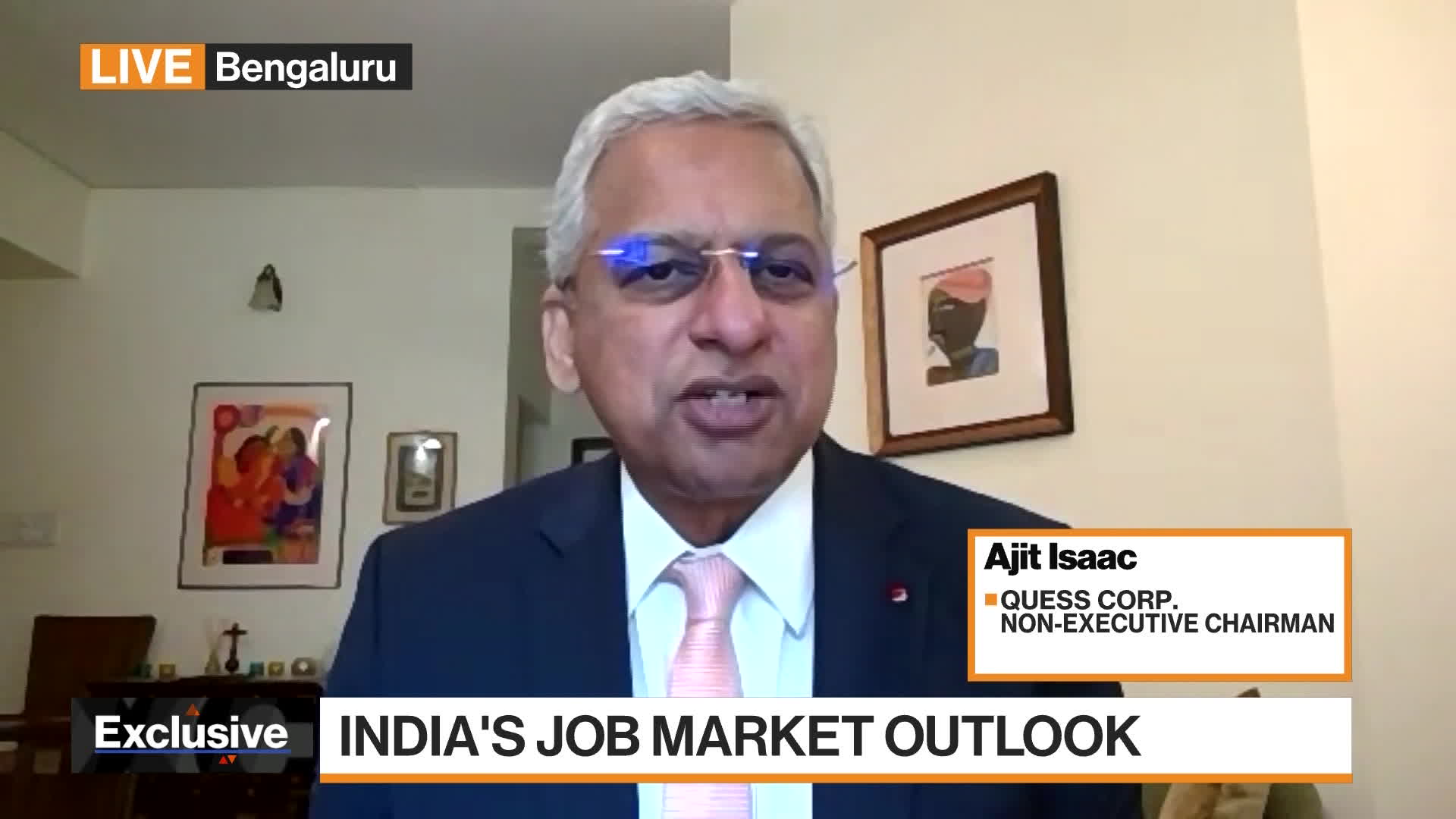 Quess Corp. Non-Executive Chairman and Founder Ajit Isaac discusses a recovery in the job market in India, as well as outlook for hiring and wages. Quess Corp is India's top publicly-traded staffing firm. Ajit speaks exclusively to Juliette Saly and Rishaad Salamat on “Bloomberg Markets Asia”.Source: Bloomberg