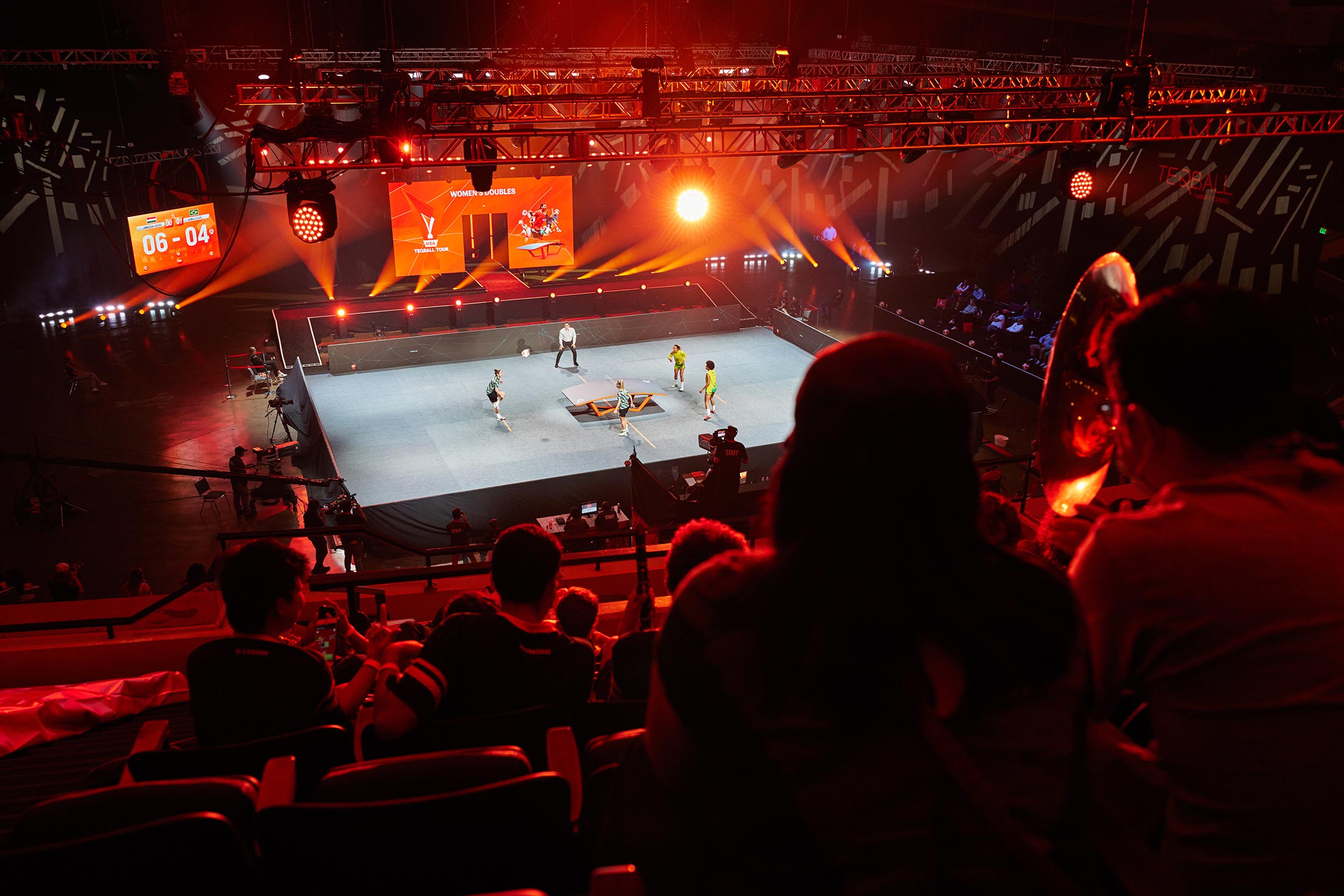 The women's doubles match at the USA Teqball tournament.Photographer: Maggie Shannon for Bloomberg Businessweek