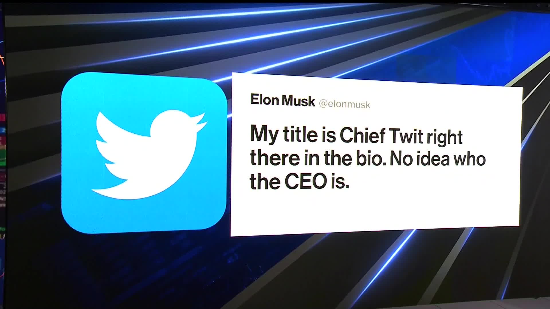 WATCH: Elon Musk says he's now the “Chief Twit” at Twitter. GM, meanwhile, has stopped advertising on the platform. Ed Ludlow reports.Source: Bloomberg