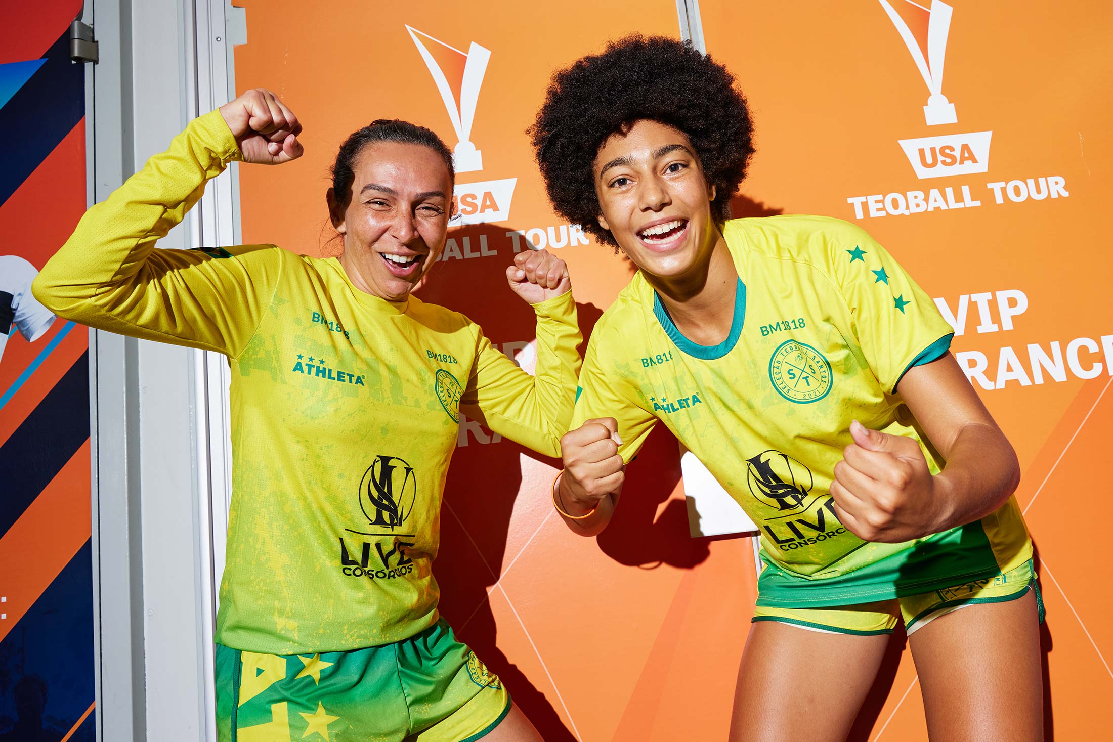 Ester Viana Mendes and Vania Moraes da Cruz won the women's doubles match.Photographer: Maggie Shannon for Bloomberg Businessweek