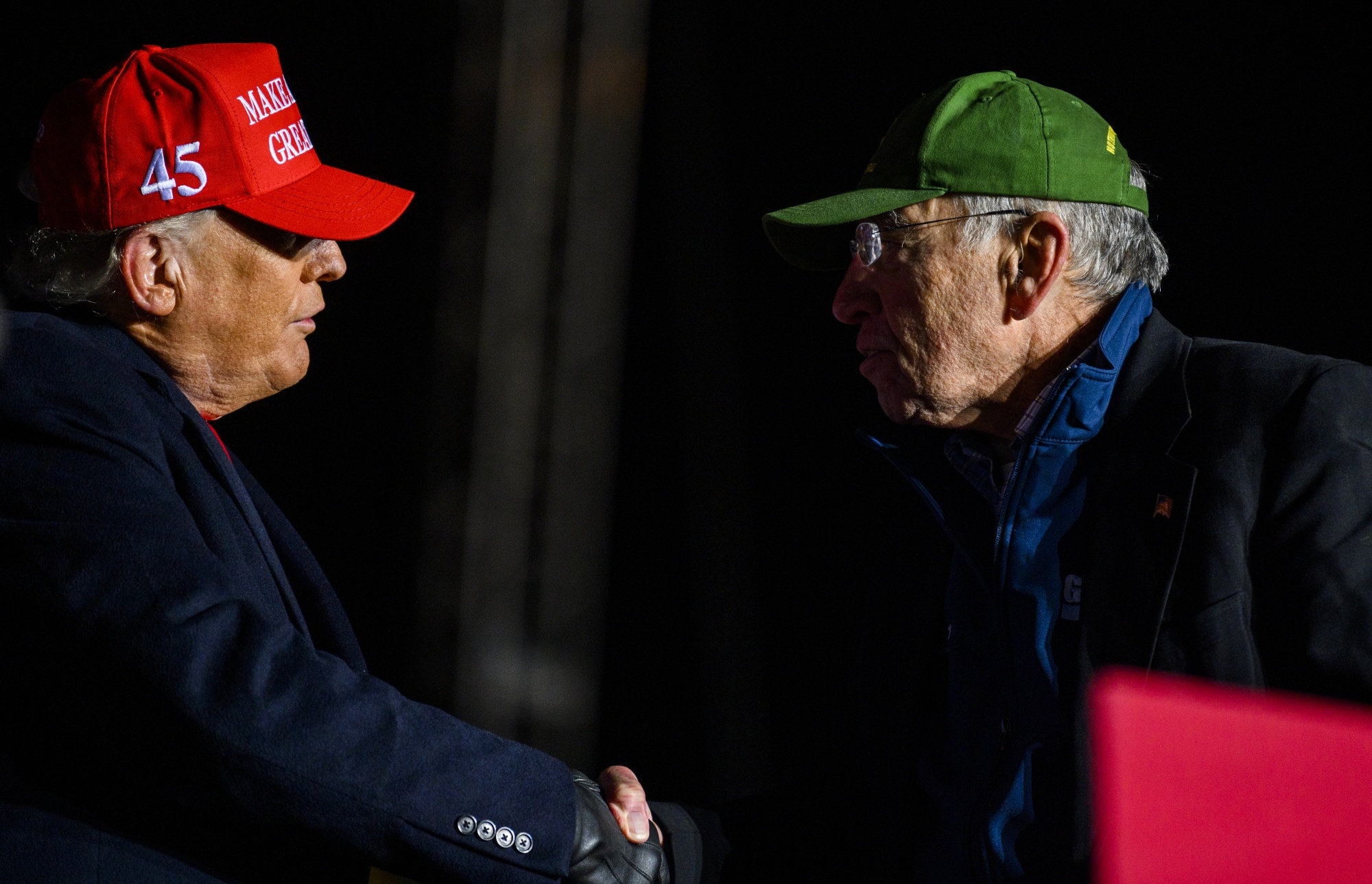 Trump with Grassley at the rally.Photographer: Stephen Maturen/Getty Images
