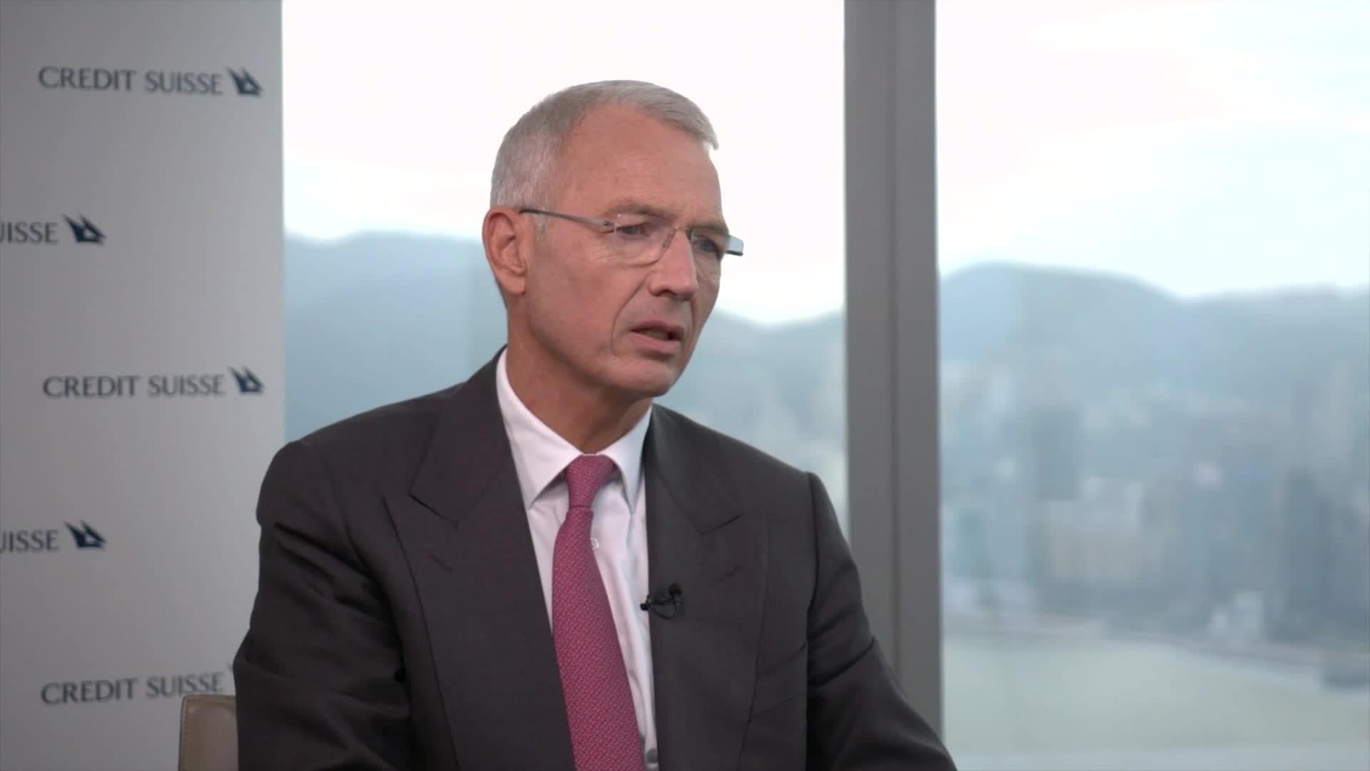 WATCH: Credit Suisse's revamp has pushed its stock down but chairman Axel Lehmann exclusively told Bloomberg that the lender is not open to takeover discussions. Source: Bloomberg