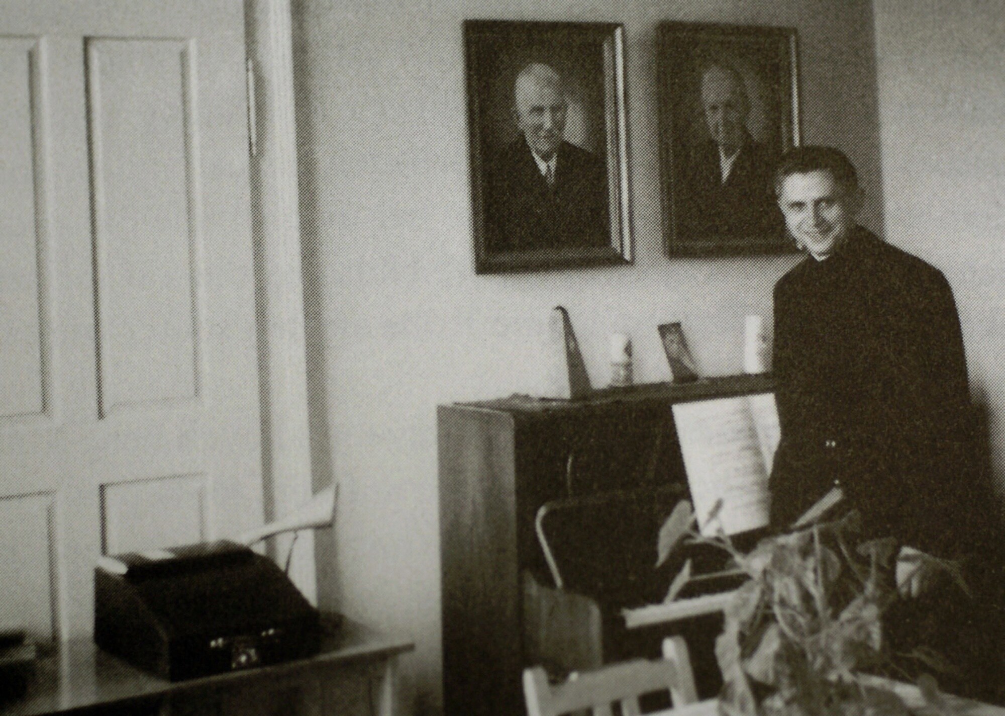 Theology Professor Ratzinger at the University of Freising in his private quarters in 1959.Source: German Catholic News Agency KNA/Getty Images
