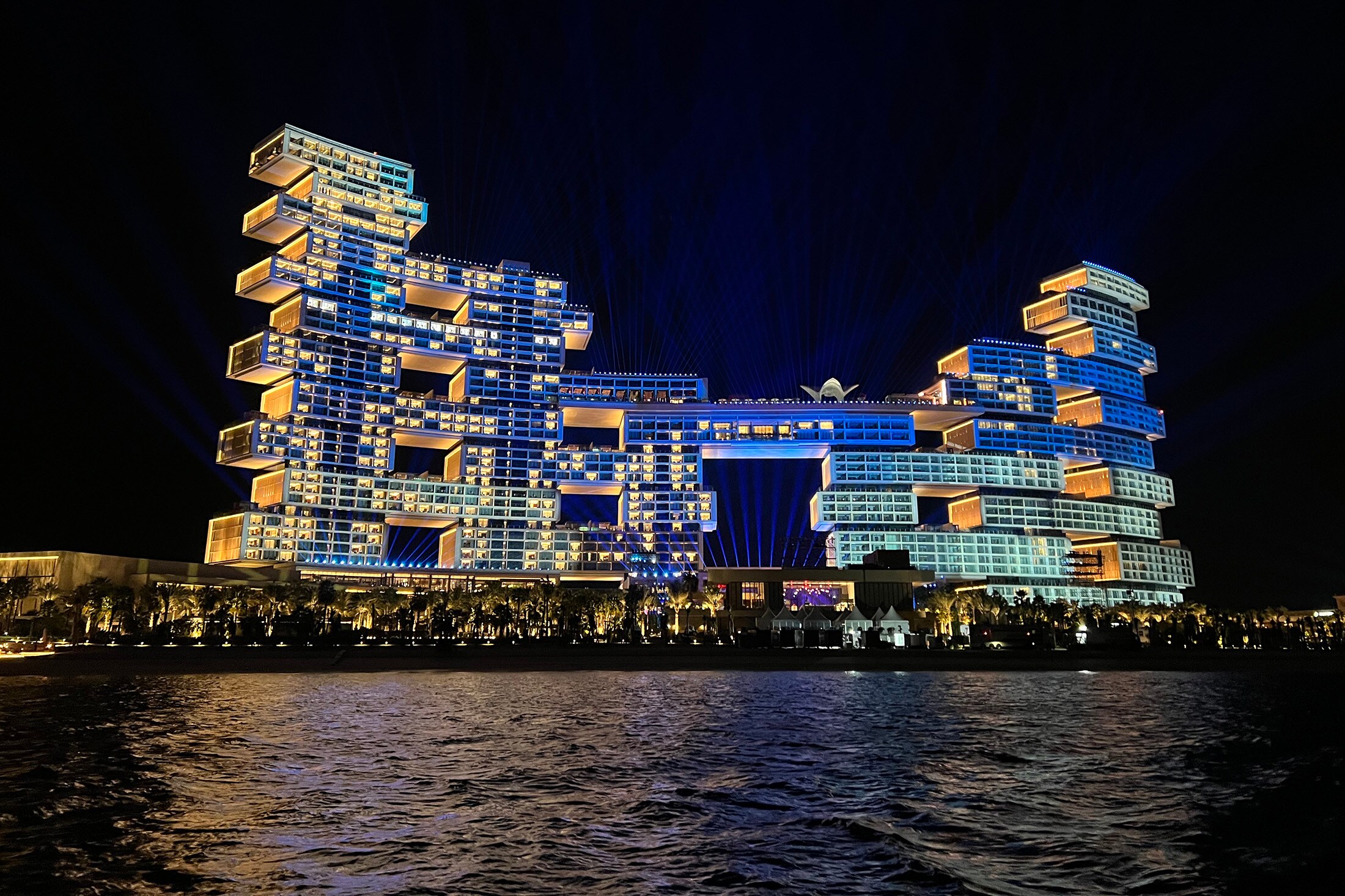Atlantis the Royal seen from the water on the night of Beyoncé's concert.Photographer: Lisa Fleisher/Bloomberg