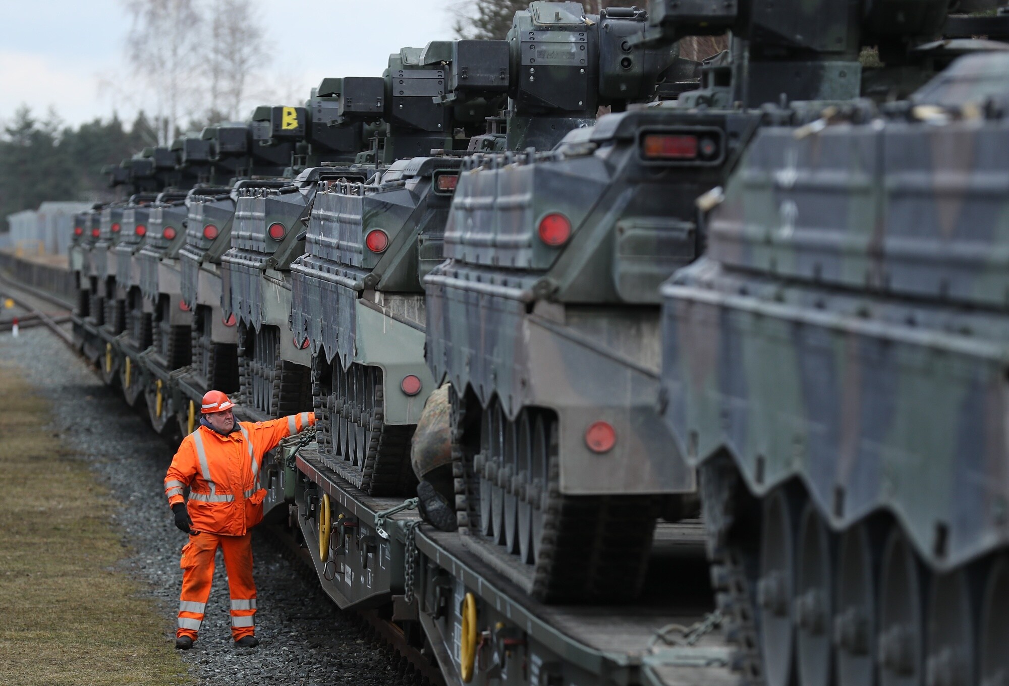 Marder infantry fighting vehicles.Photographer: Sean Gallup/Getty Images