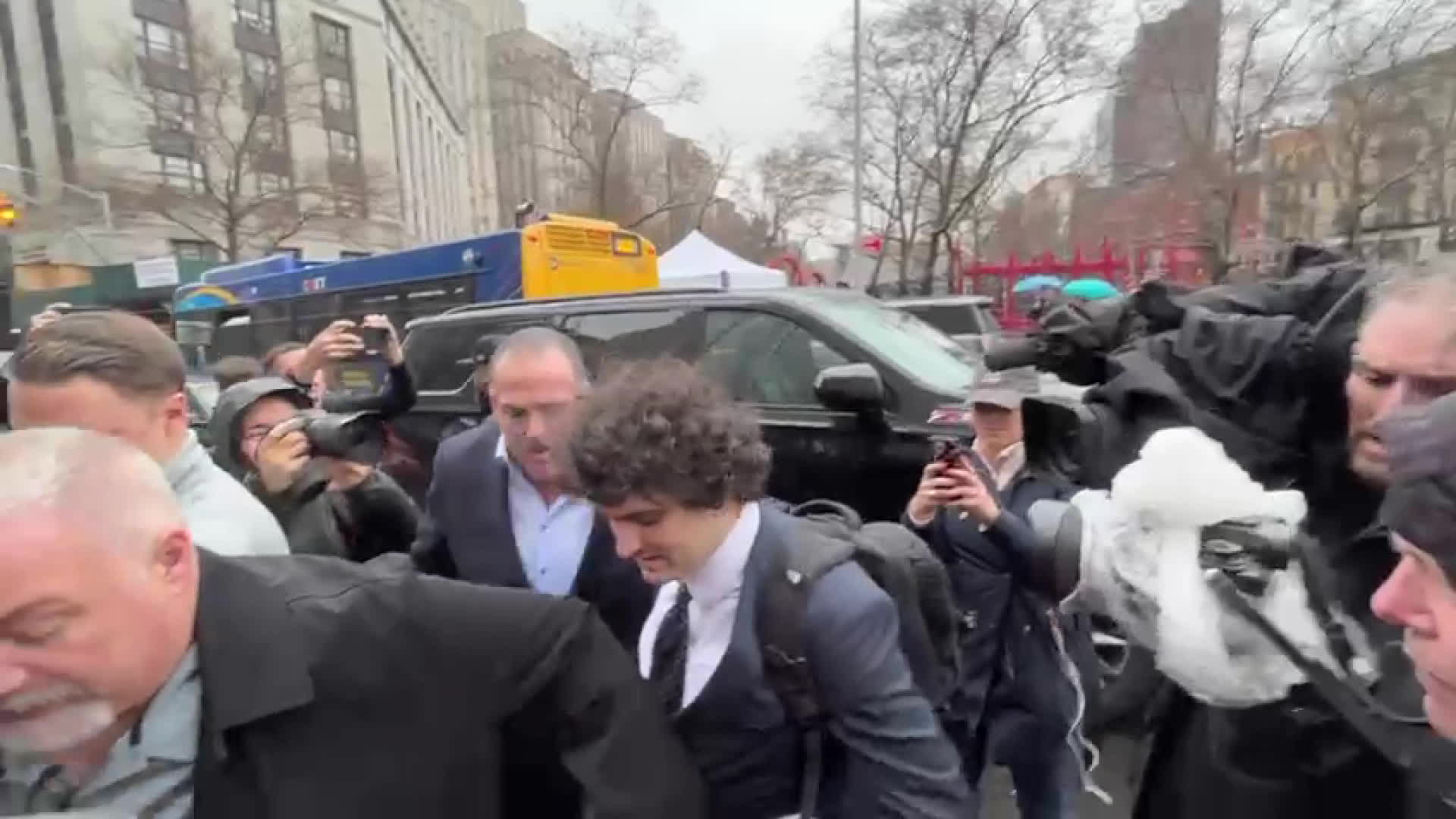 Disgraced crypto founder Sam Bankman-Fried is surrounded by reporters as he enters US District court in New York City on Jan. 3. He expected to plead not guilty.Source: Bloomberg