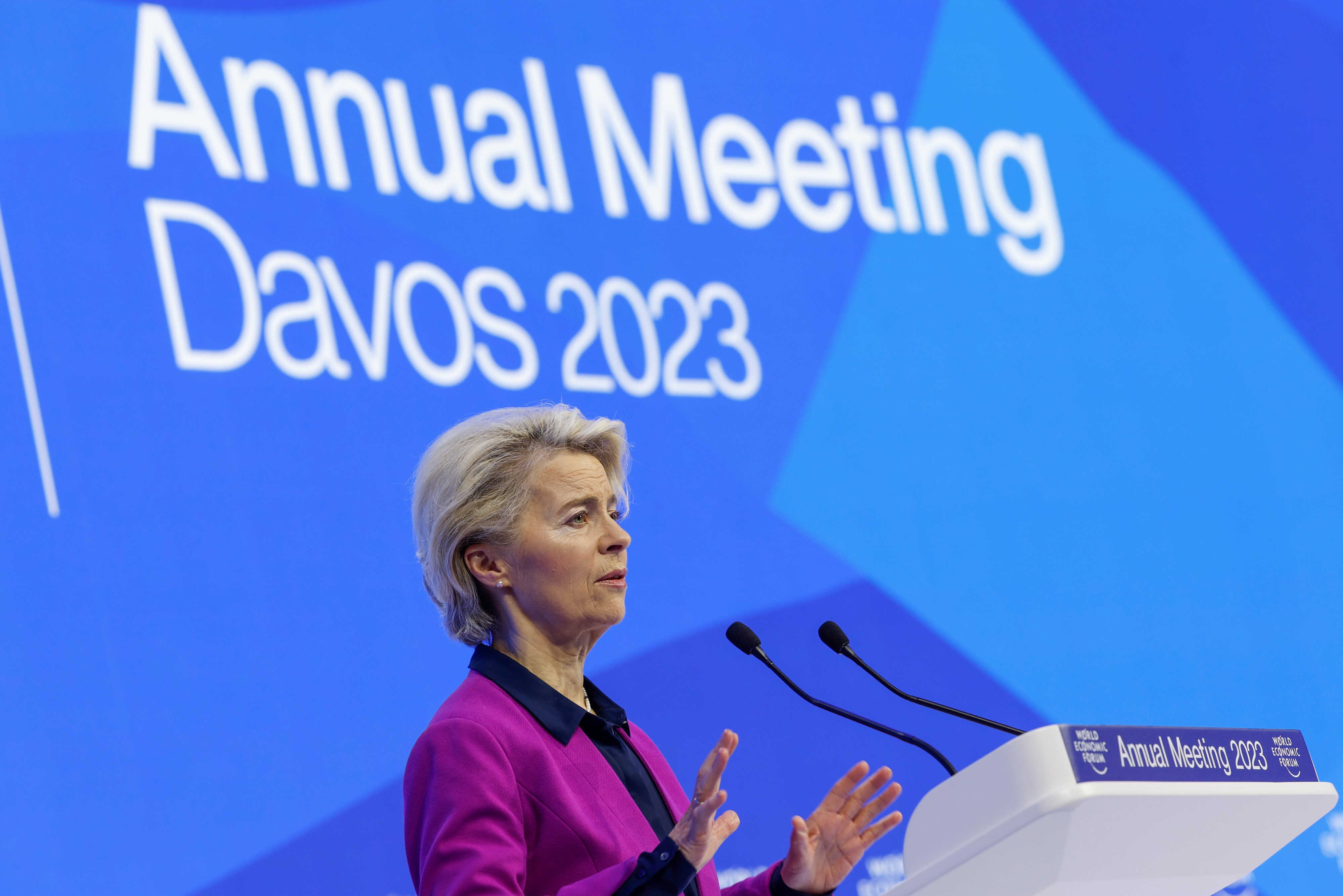 Ursula von der Leyen in Davos, Switzerland, on Jan. 17.Photographer: Stefan Wermuth/Bloomberg