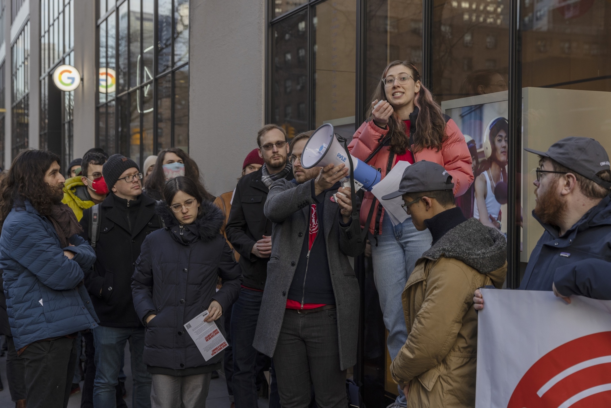 Demonstrators during an Alphabet Workers Union rally in New York on Feb. 2.Photographer: Victor J. Blue/Bloomberg