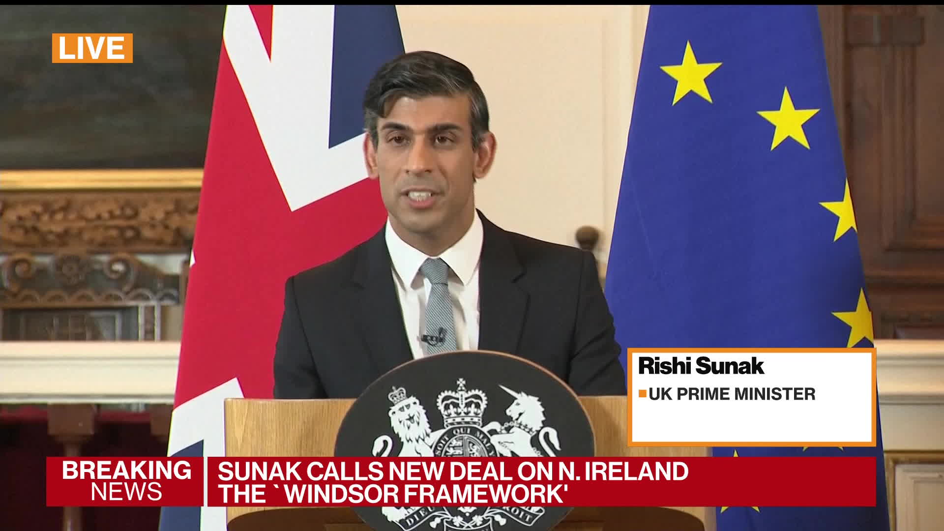 WATCH: Sunak talks about the trade deal with Northern Ireland.Source: Bloomberg