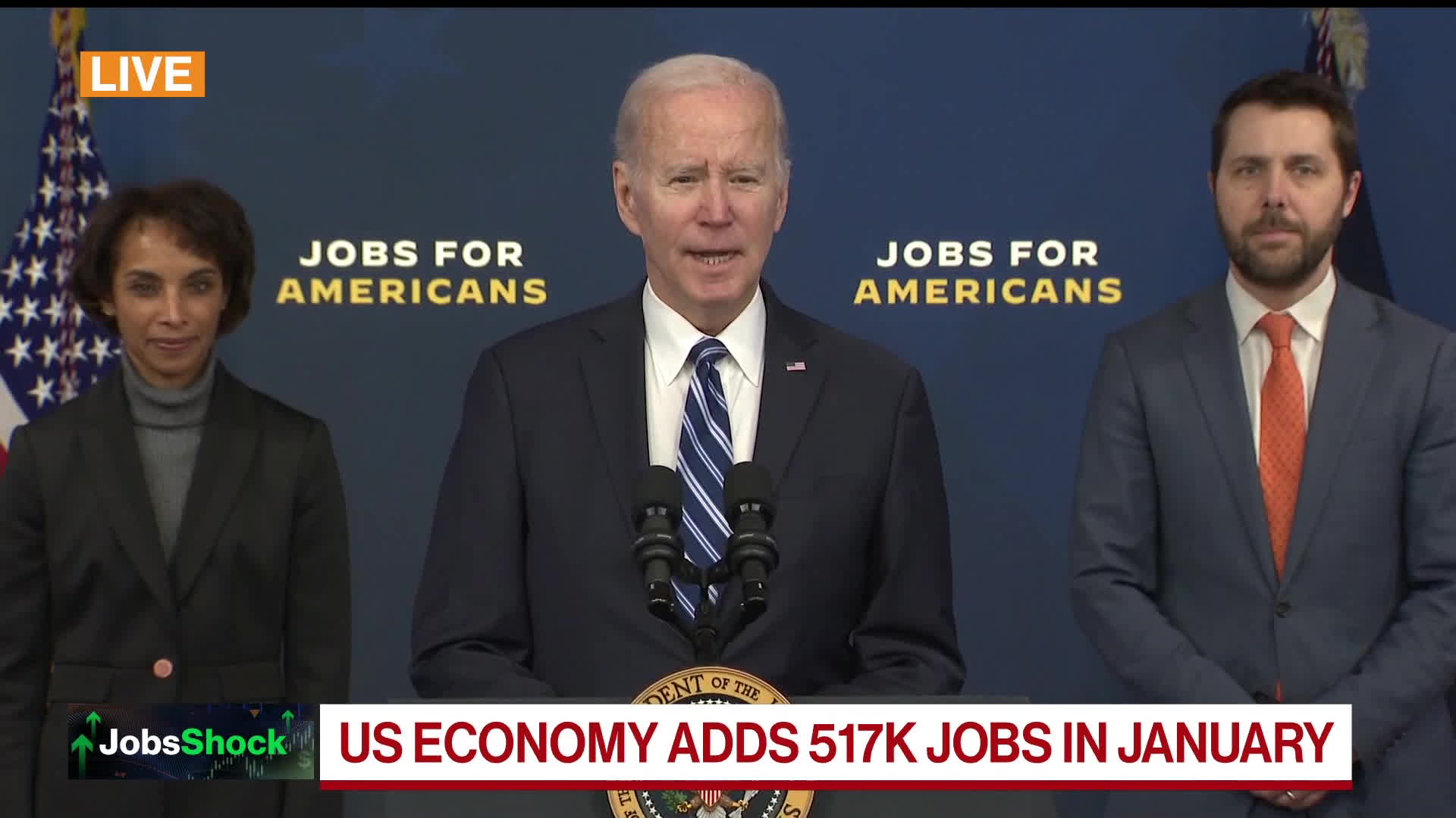 President Joe Biden touts what he called the strongest job growth in history Source: Bloomberg