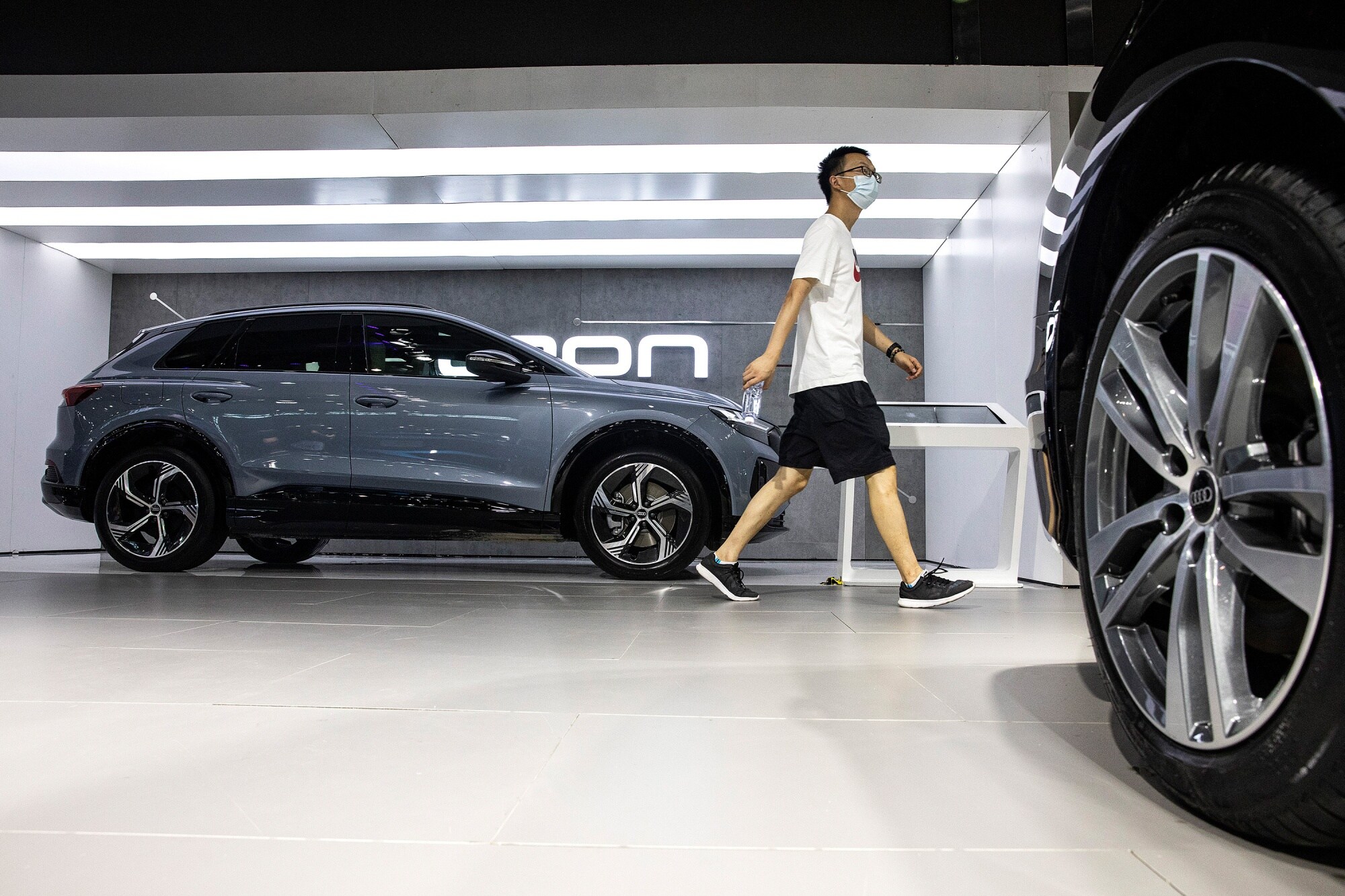 Audi's e-tron electric vehicle at the 2022 Central China International Auto Show in Wuhan, China.Source: Getty Images