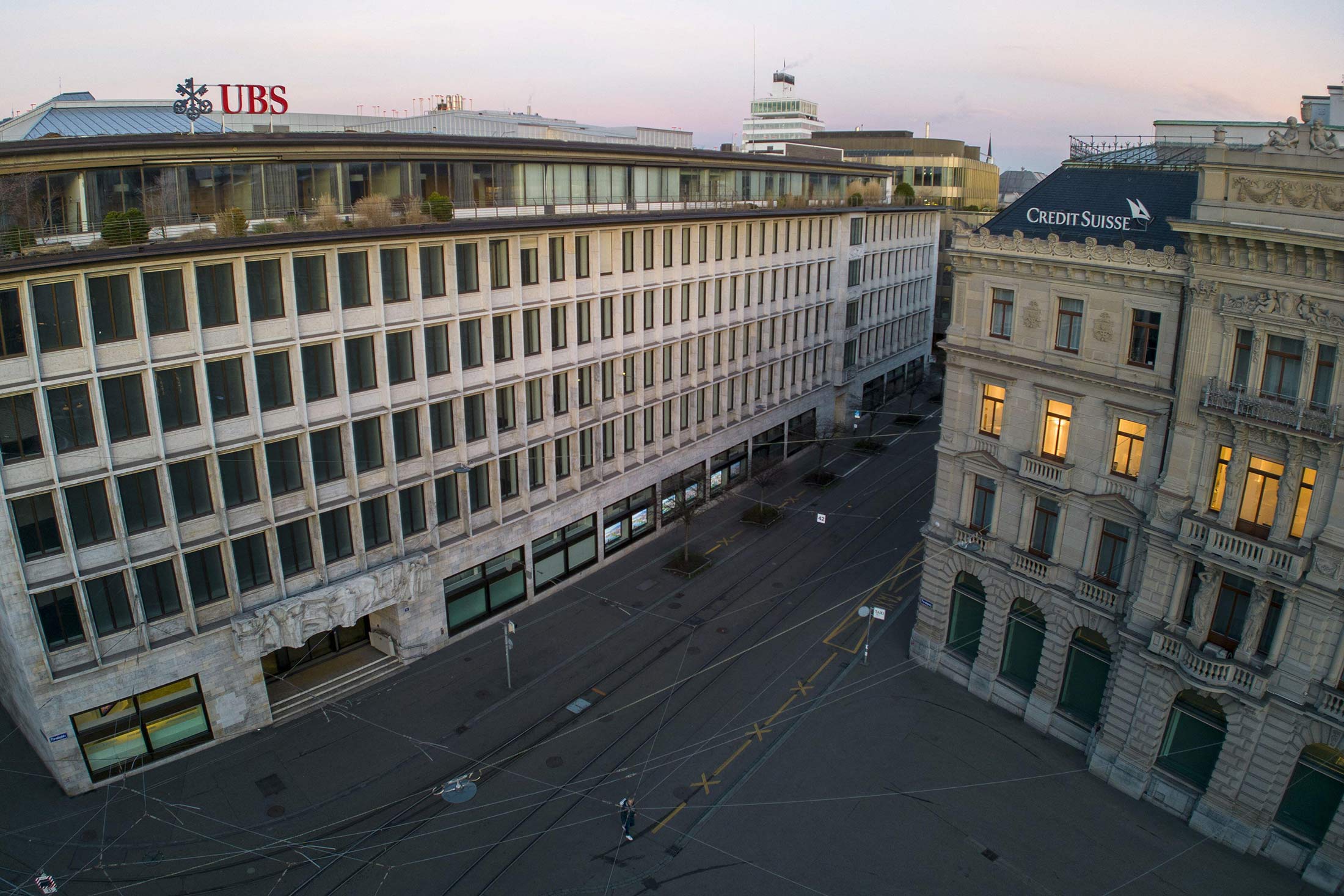 The Paradeplatz in Zurich.Photographer: Denis Balibouse/Reuters/Alamy