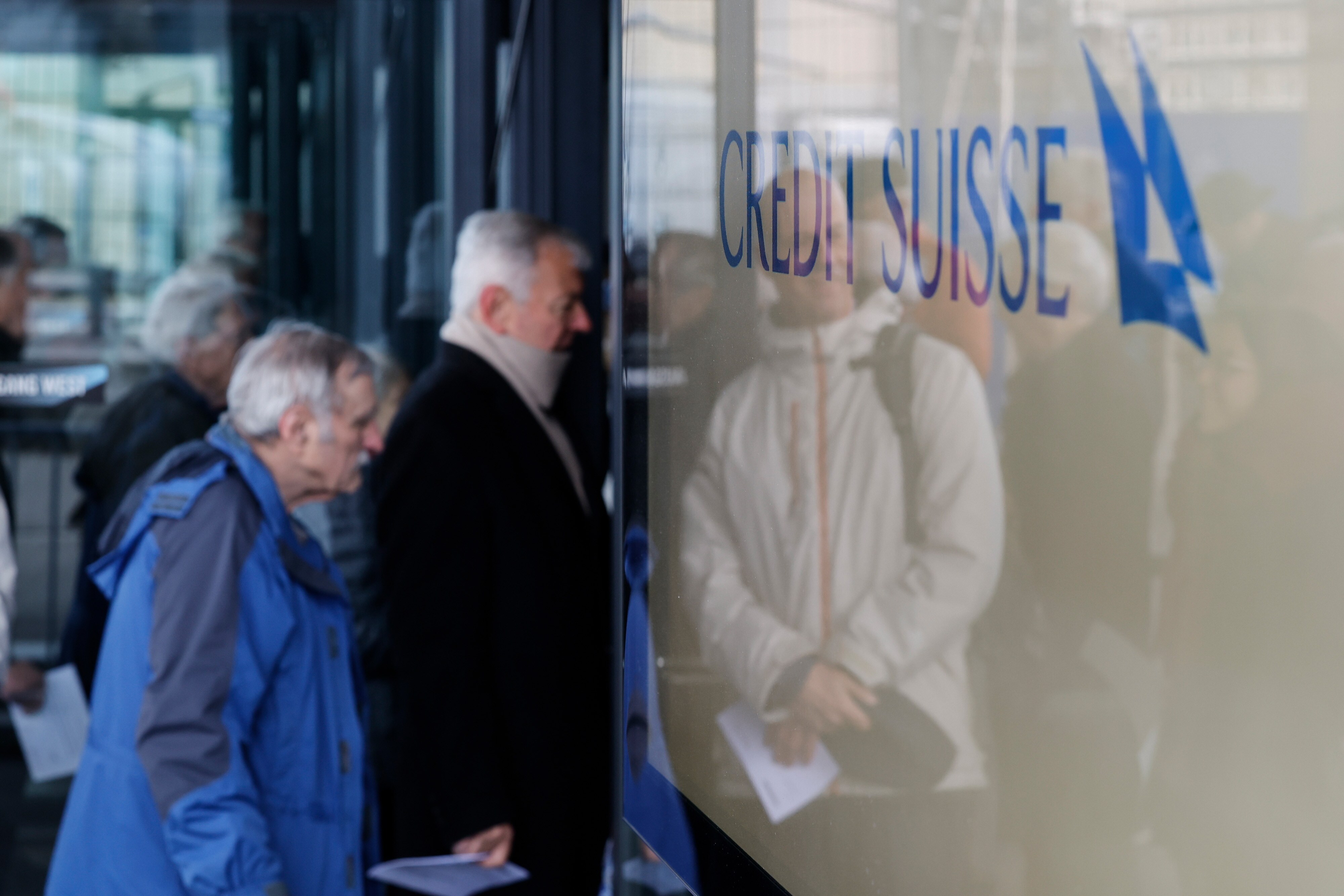 Shareholders enter the annual general meeting in Zurich, Switzerland, on April 4Photographer: Stefan Wermuth/Bloomberg