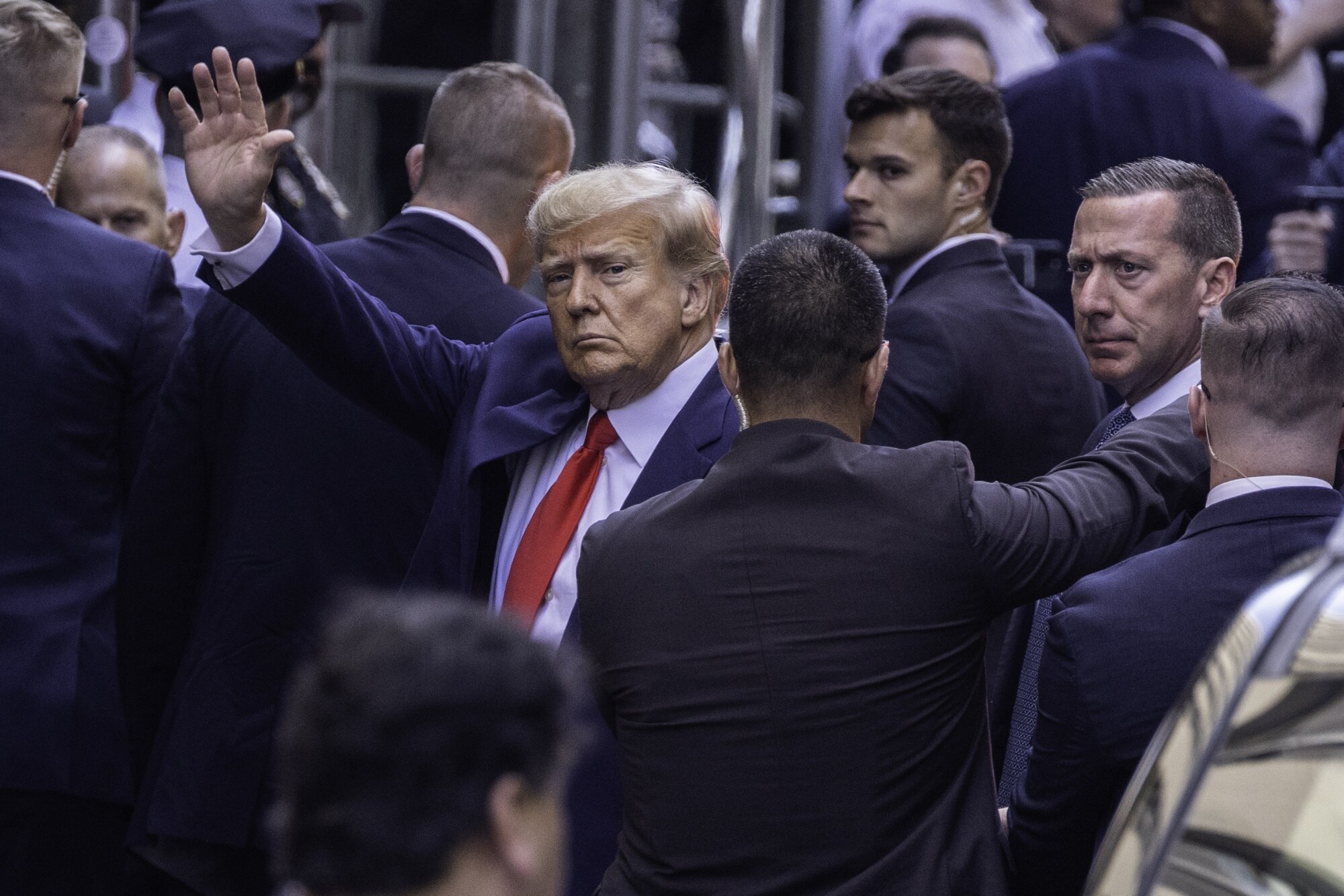 Donald Trump arrives at criminal court in New York on April 4.Photographer: Alex Kent/Bloomberg
