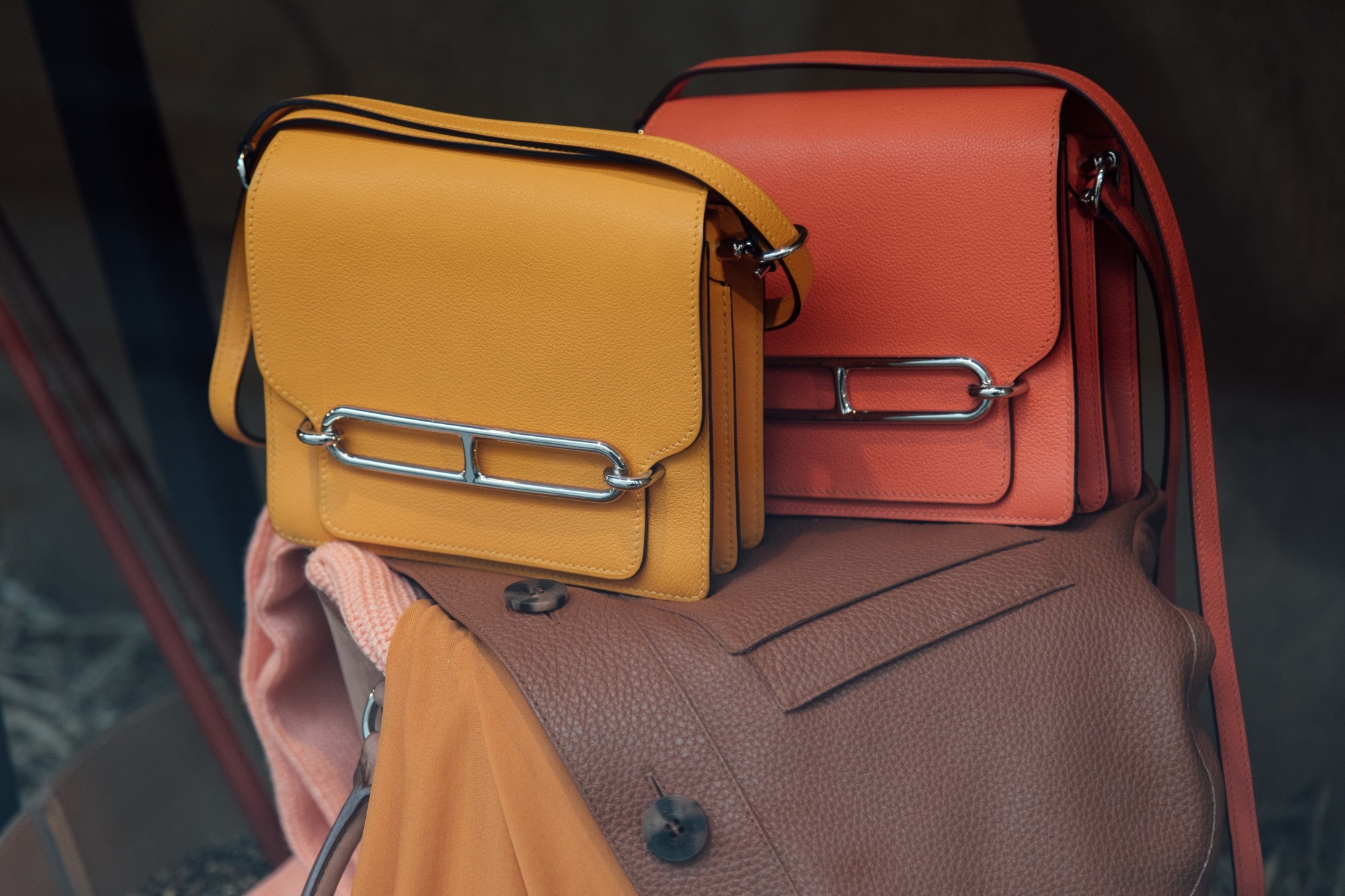 Handbags in the window of a Hermes boutique in Paris.Photographer: Cyril Marcilhacy/Bloomberg