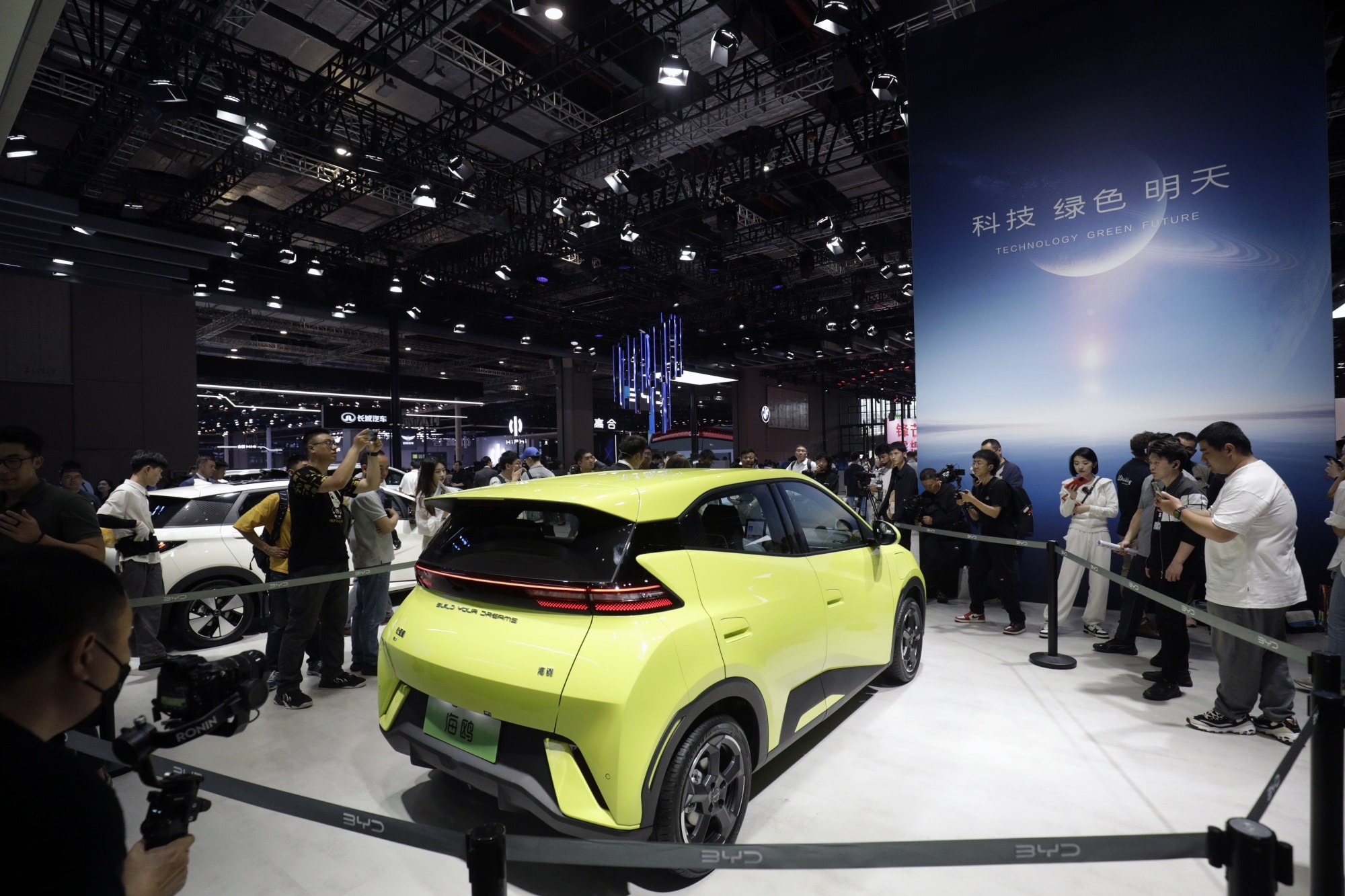 A BYD Seagull EV at the Shanghai Auto Show in April.Photographer: Qilai Shen/Bloomberg