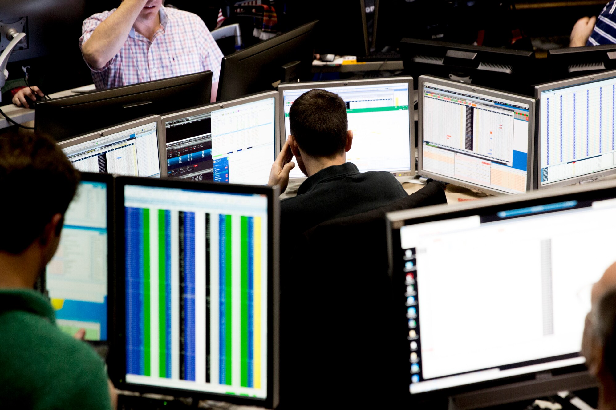 A trader works in the Cboe VIX pit in Chicago in 2018.Photographer: Daniel Acker/Bloomberg