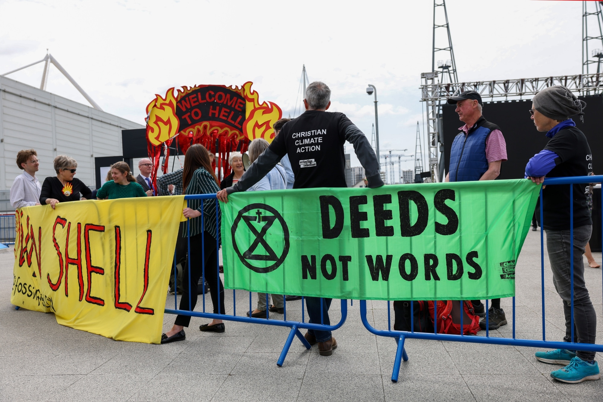 Shell hoped its high standards for carbon offsets projects would satisfy even its most vocal critics. Protestors outside the company's annual general meeting in London, UK, on May 23.Photographer: Hollie Adams/Bloomberg