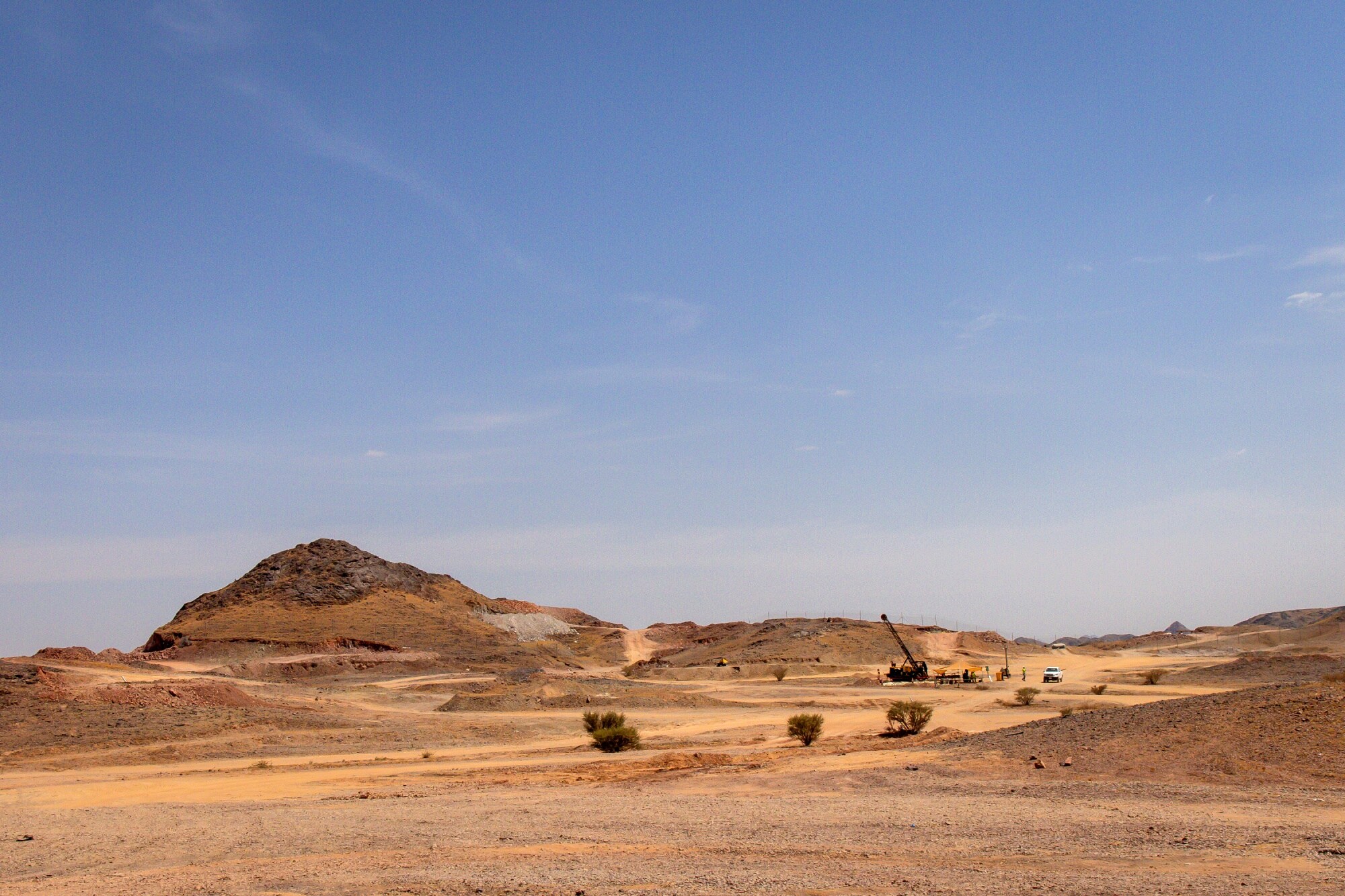 The drill site at the new zinc and copper open-pit mine about 200 kilometers (125 miles) west of Riyadh. Photographer: Tasneem Alsultan/Bloomberg