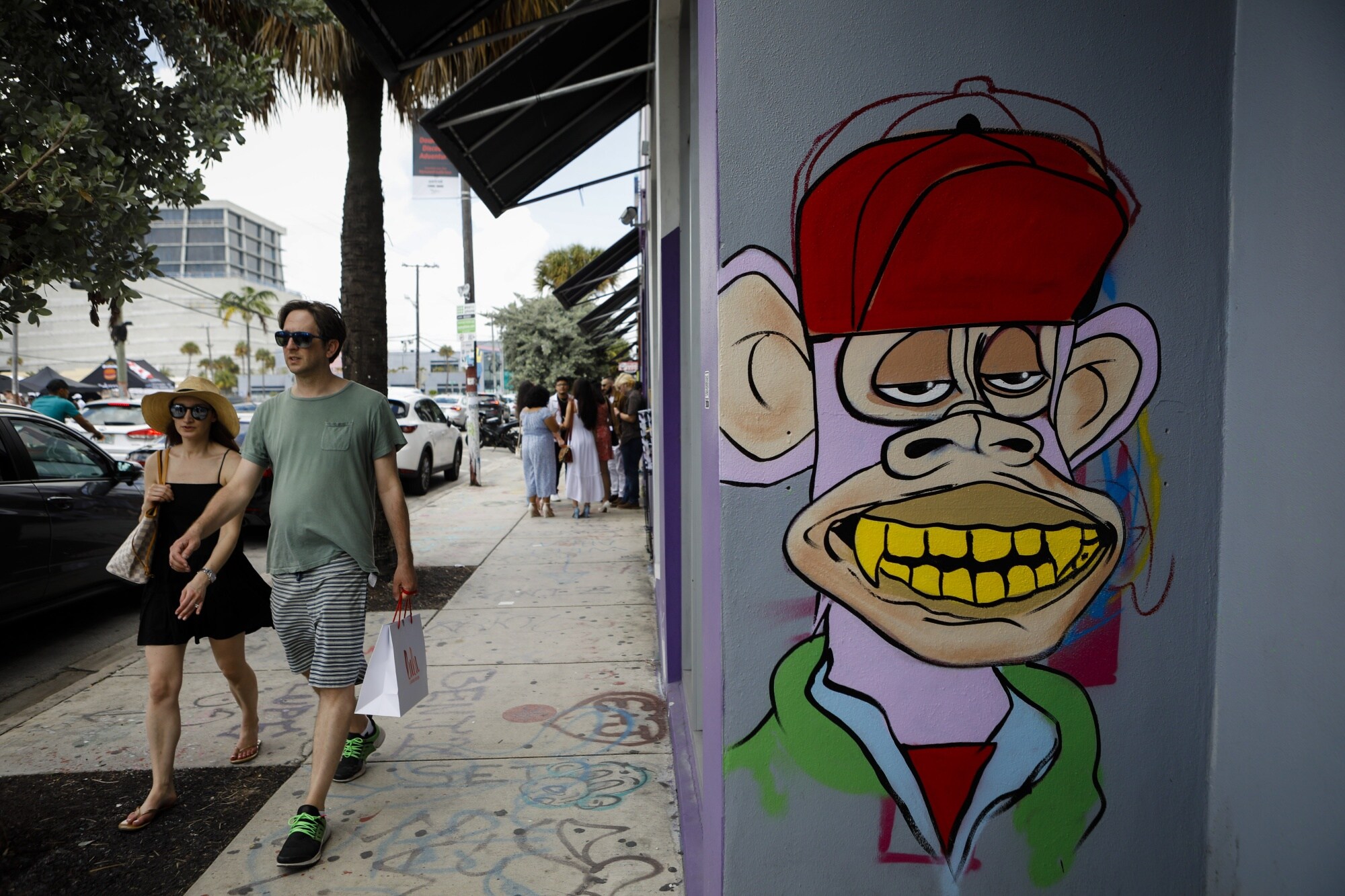Bored Ape NFT graffiti in the Wynwood neighborhood of Miami in 2022.Photographer: Eva Marie Uzcategui/Bloomberg
