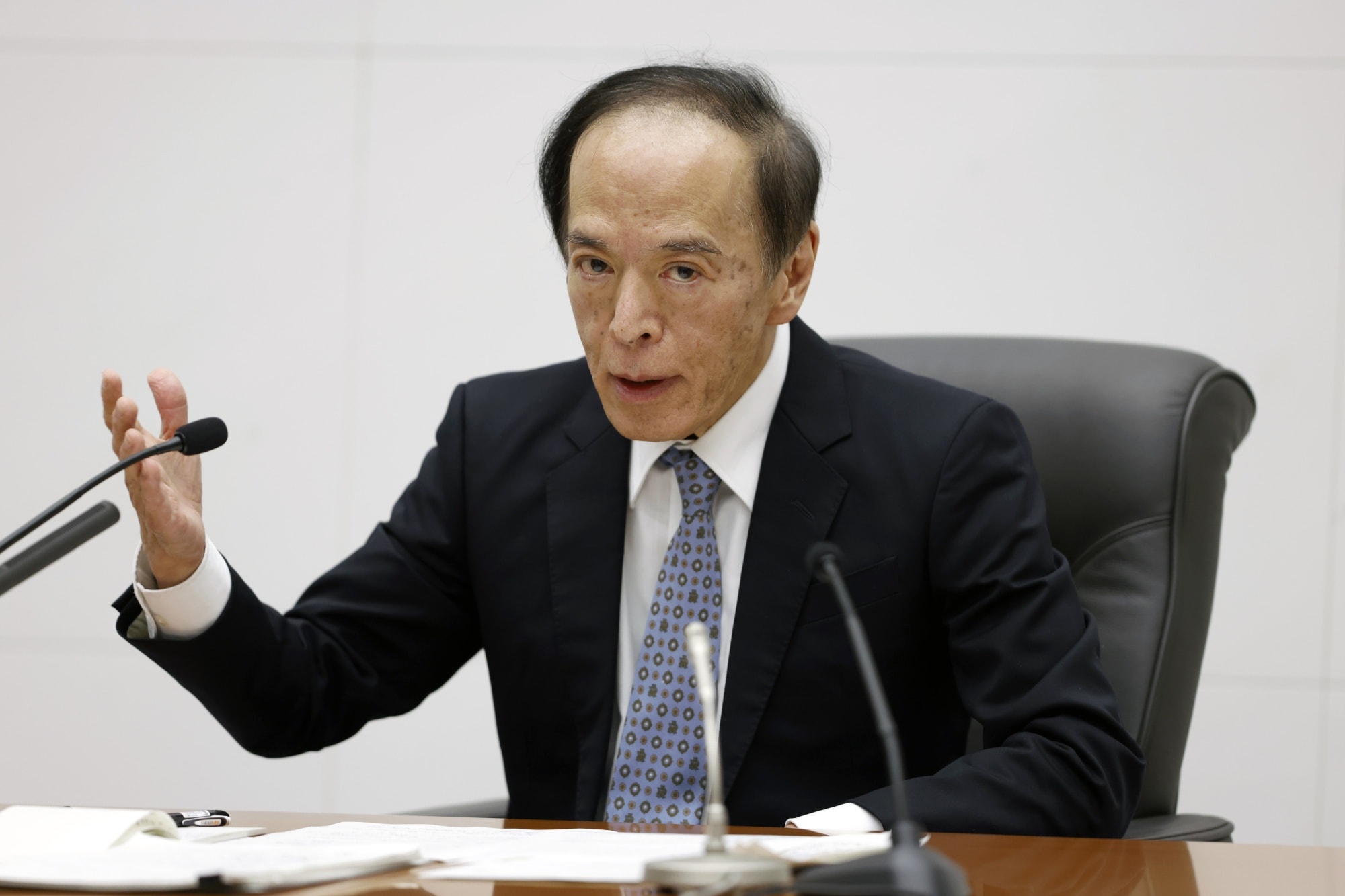 Kazuo Ueda at a news conference on Oct. 31.Photographer: Kiyoshi Ota/Bloomberg