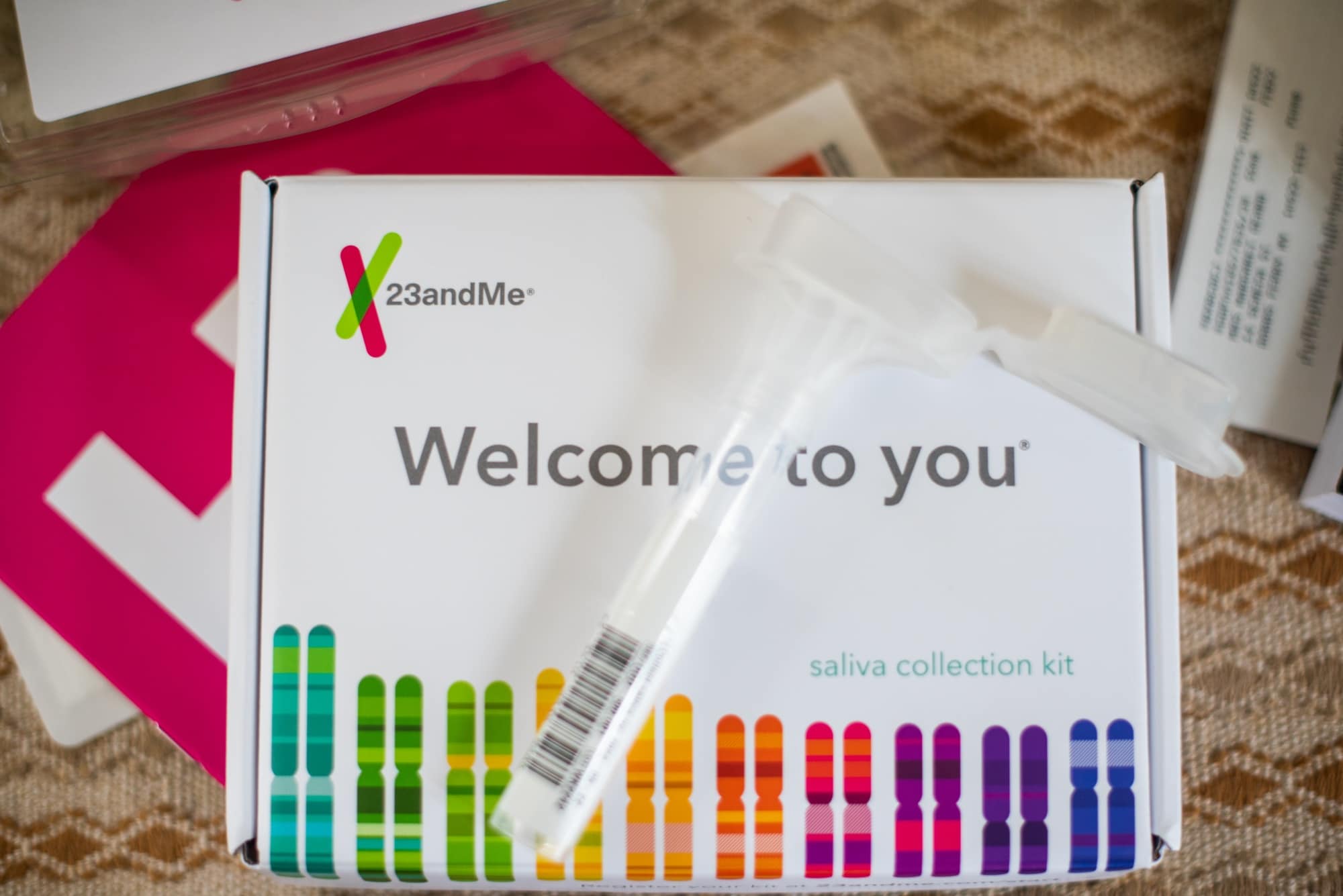 A 23andMe Ancestry + Traits Service DNA kit.Photographer: Tiffany Hagler-Geard/Bloomberg