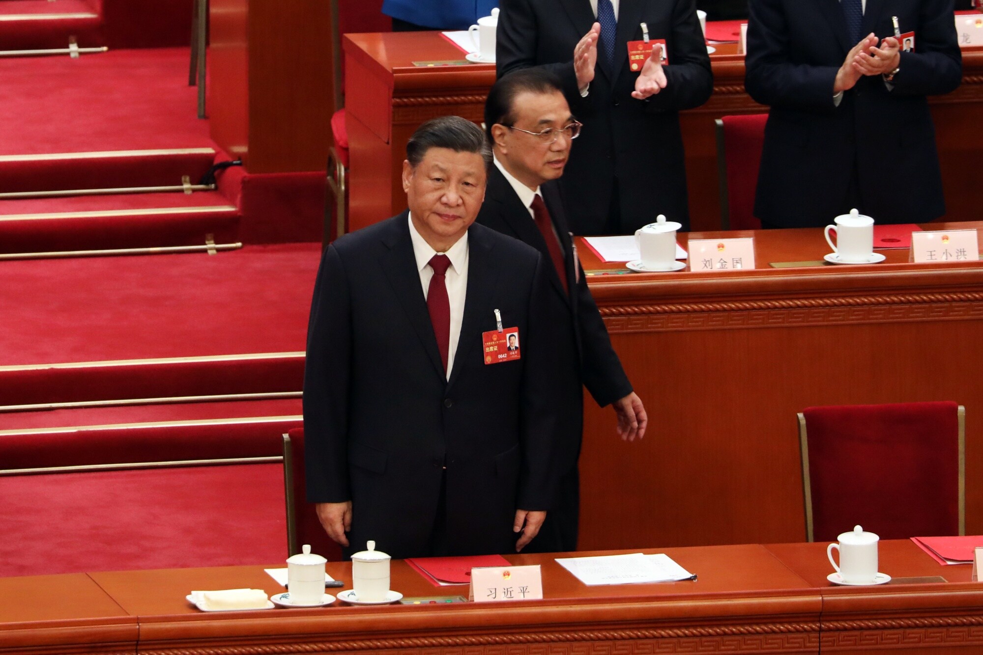 Li Keqiang, right, with Xi Jinping at the National People's Congress in Beijing in March.Photographer: Qilai Shen/Bloomberg