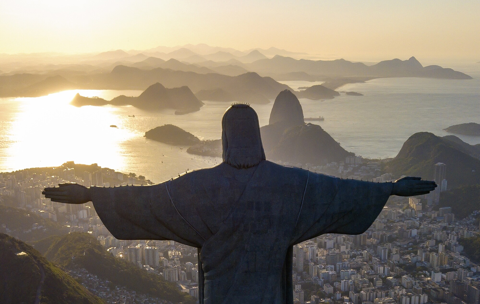 An aerial view of the statue of Christ the Redeemer in Rio de JaneiroPhoto by Buda Mendes/Getty Images