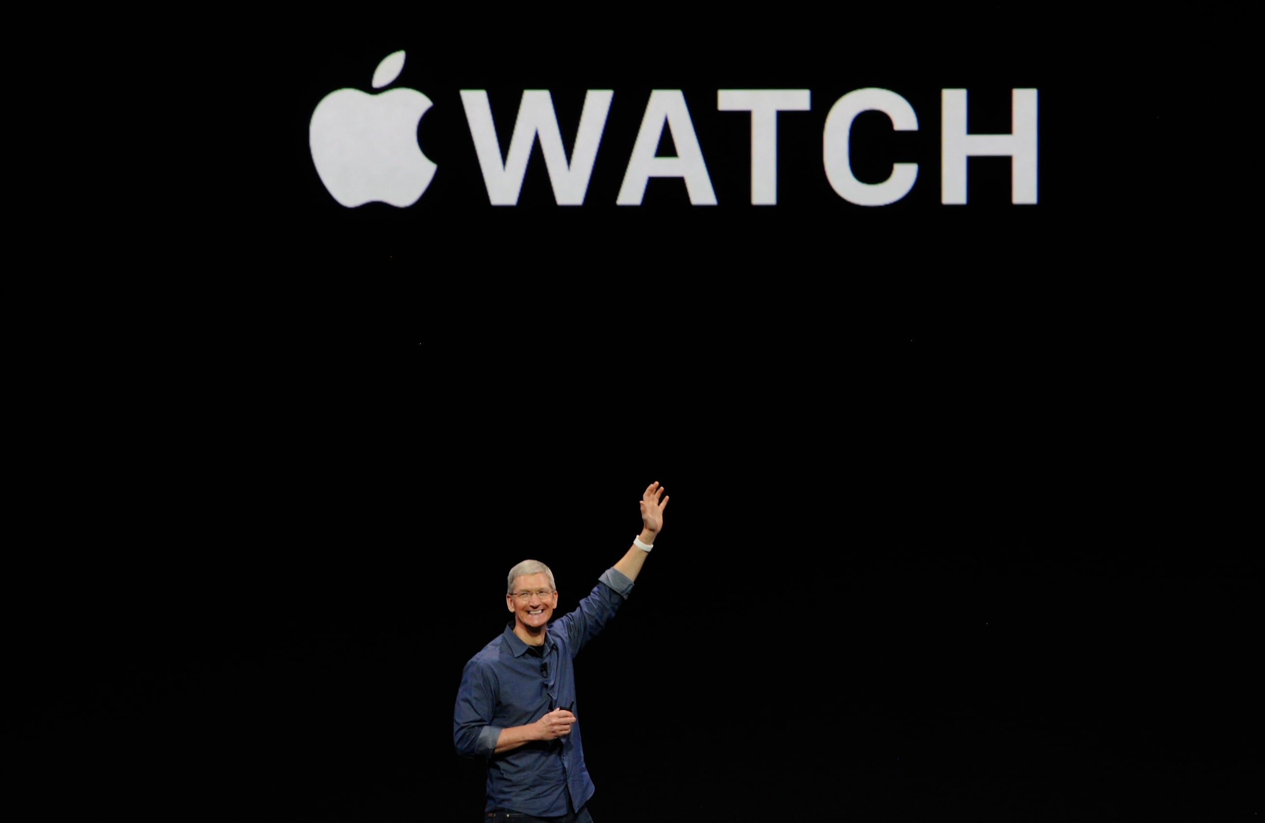 Tim Cook unveils the Apple Watch in 2014.Photographer: David Paul Morris/Bloomberg