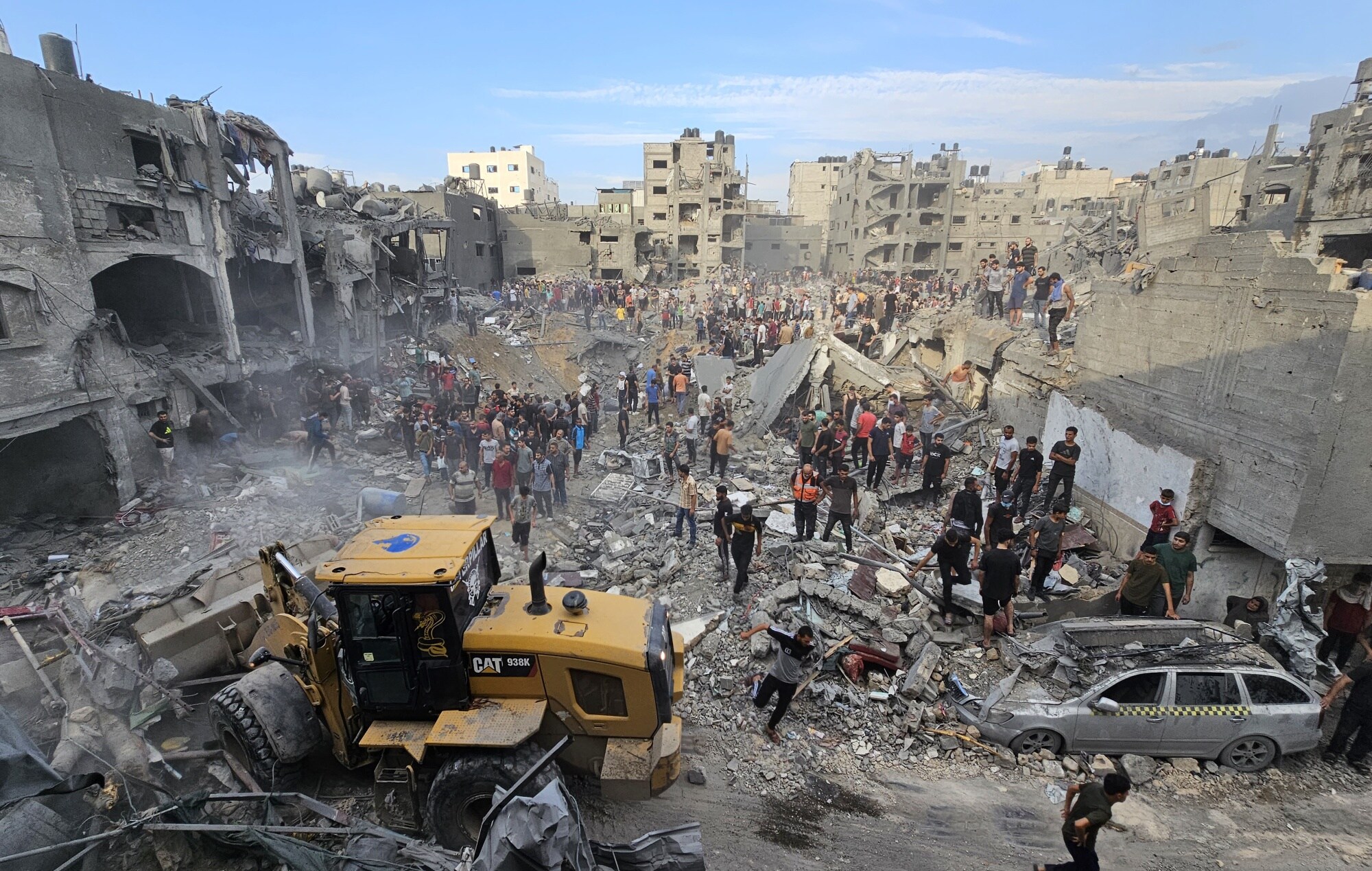 Rescue efforts following an Israeli airstrike on the Jabaliya refugee camp in northern Gaza, on Oct. 31.Source: Anadolu Agency/Getty Images