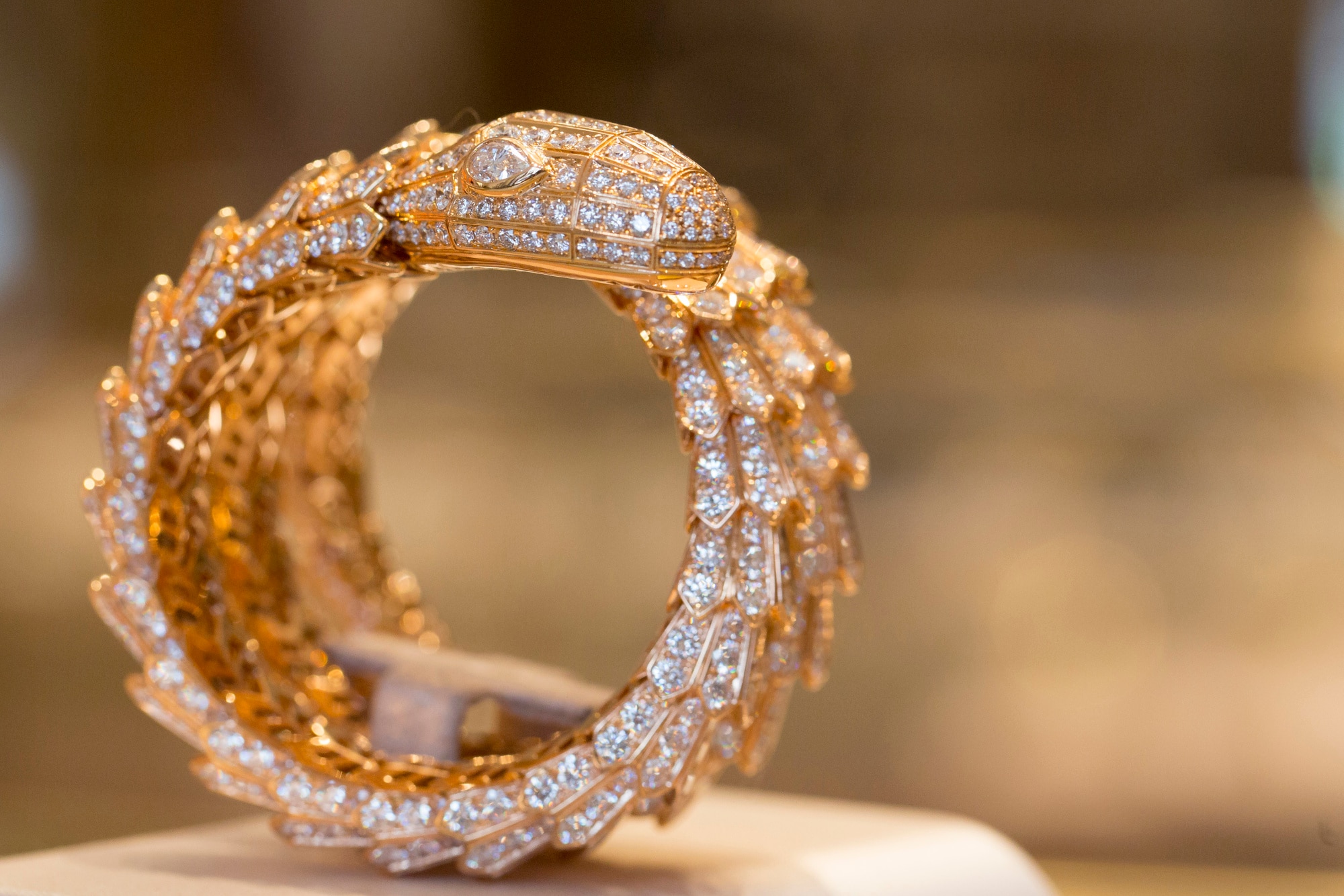 A Bulgari Serpenti gold and diamond bracelet.Photographer: Jason Alden/Bloomberg