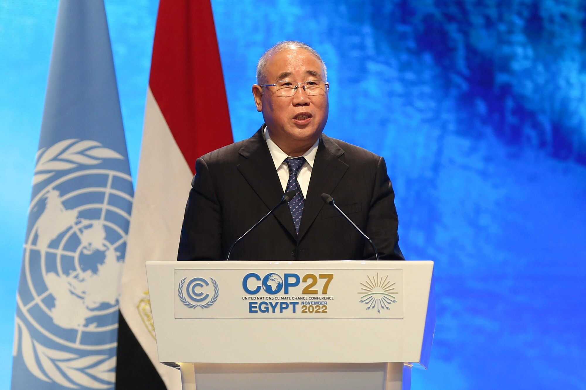 Xie Zhenhua at COP27 in Sharm El-Sheikh, Egypt.Photographer: Islam Safwat/Bloomberg