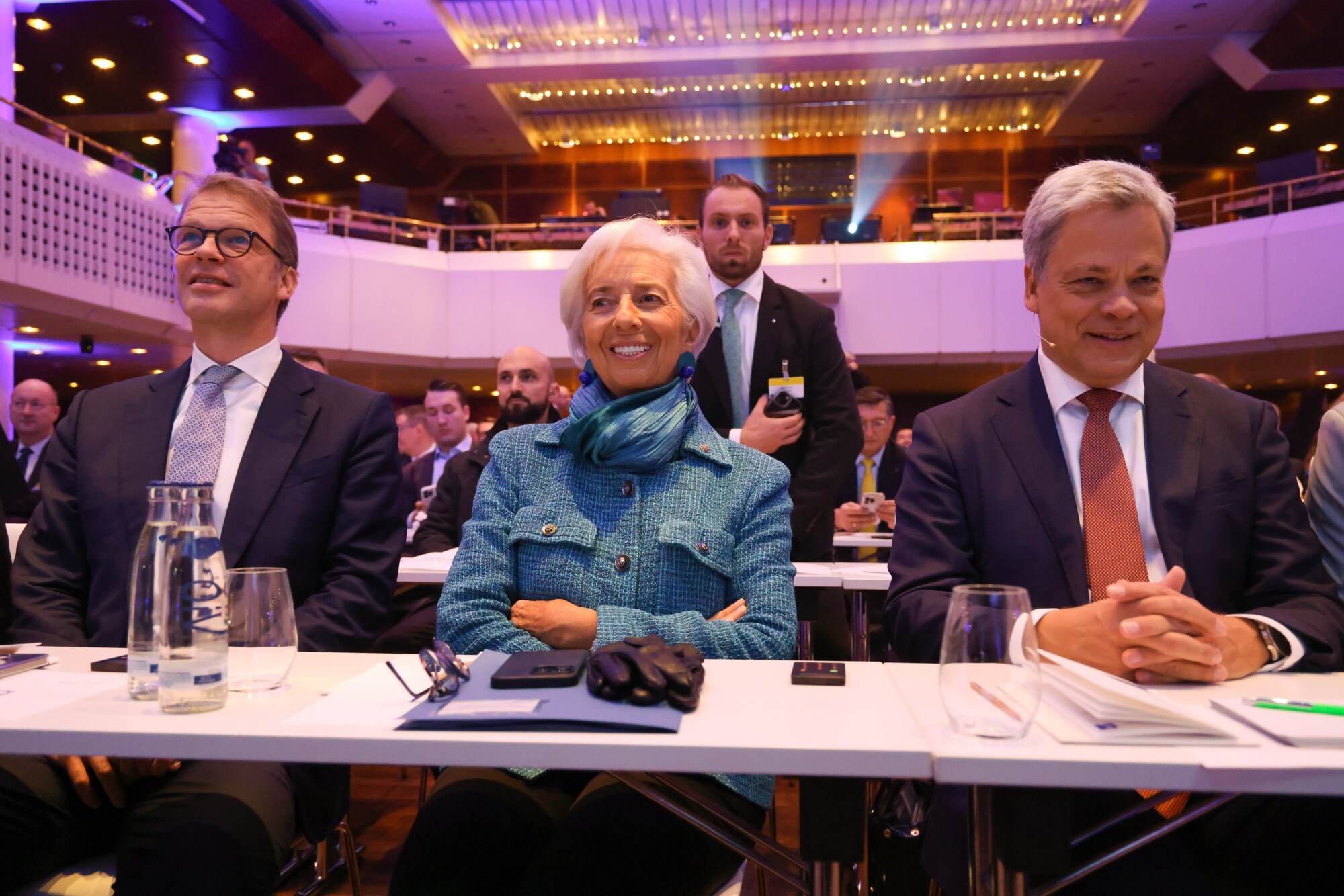Christine Lagarde, center, during the Frankfurt European Banking Congress on Nov. 17.Photographer: Alex Kraus/Bloomberg