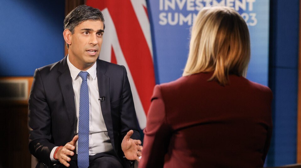 UK Prime Minister Rishi Sunak speaks with Bloomberg's Francine Lacqua on Nov. 26.Source: Bloomberg