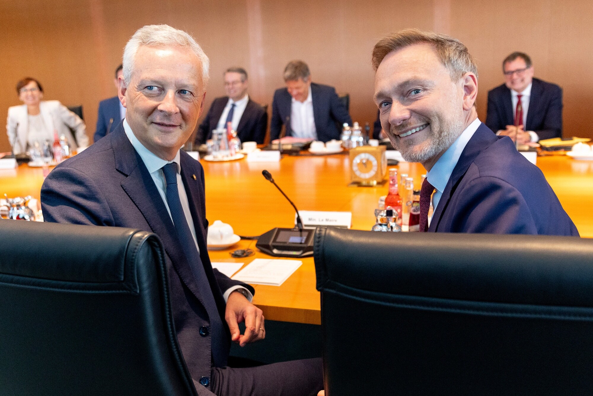 Bruno Le Maire, left, and Christian Lindner in Berlin, in September.Source: Getty Images Europe