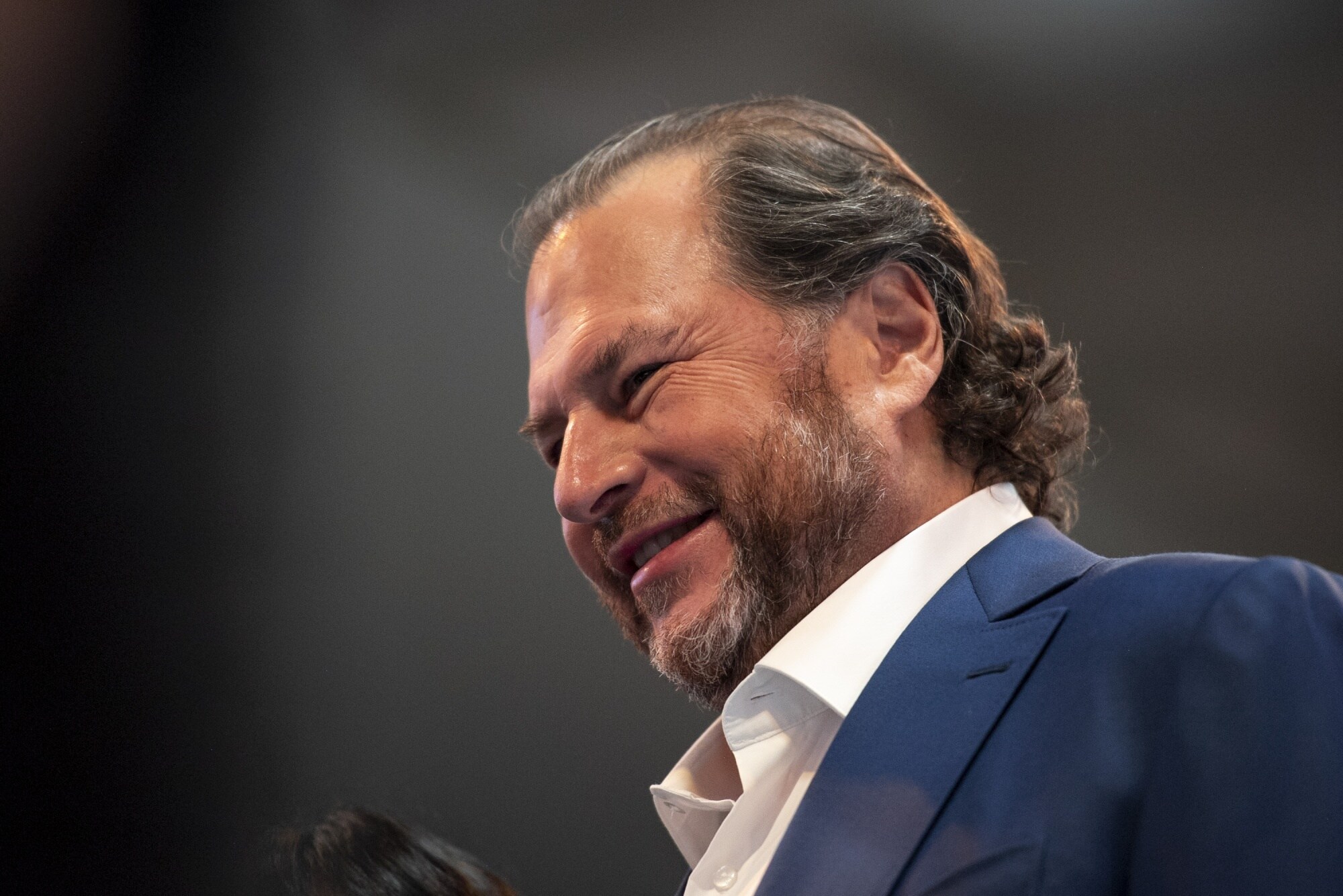 Marc Benioff, CEO of Salesforce, after a keynote at a conferenceย in September.Photographer: Marlena Sloss/Bloomberg