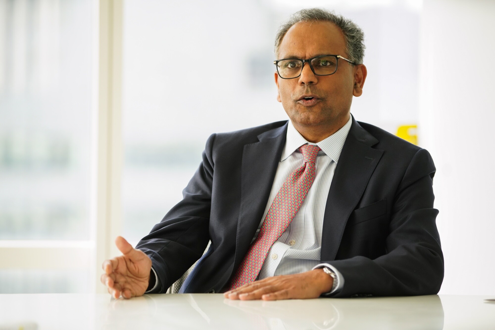 Rajiv Jain, founder and chief investment officer of GQG Partners, during an interview in New York, US on April 4, 2023. Photographer: Christopher Goodney/Bloomberg