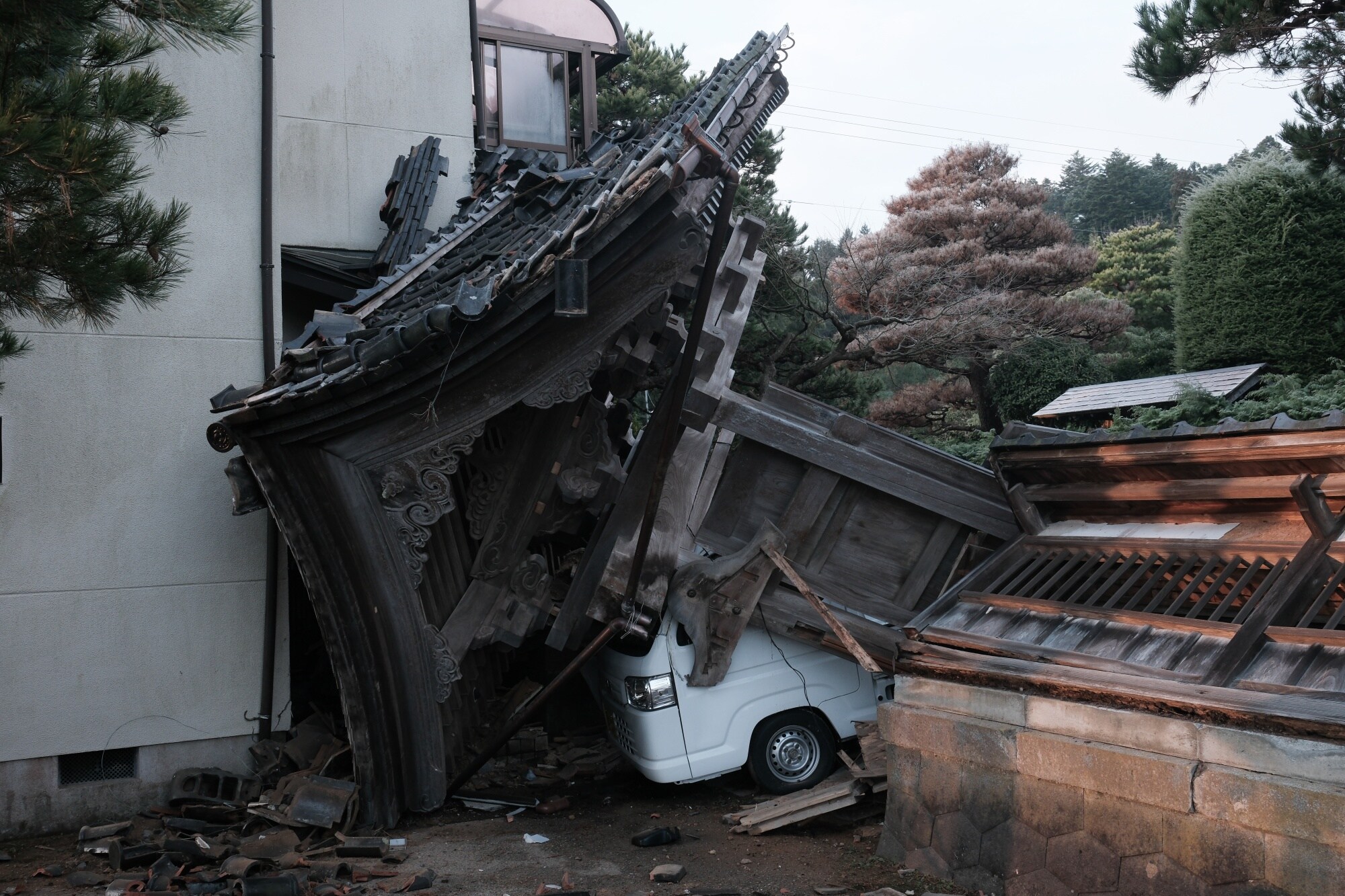 An earthquake-damaged house in Nanao on Jan. 2.Photographer: Soichiro Koriyama/Bloomberg