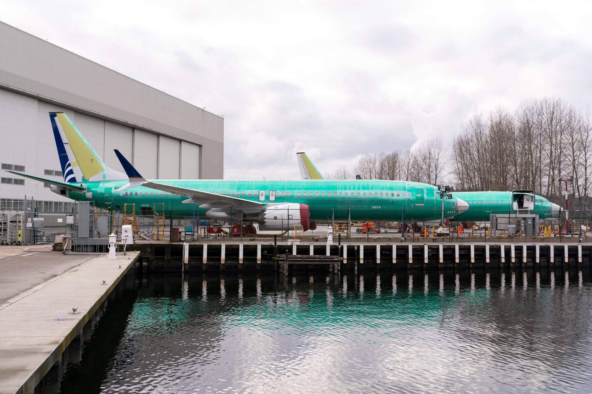 Boeing 737 Max aircraft sit outside the manufacturing facility in Renton, Washington.Photographer: David Ryder/Bloomberg