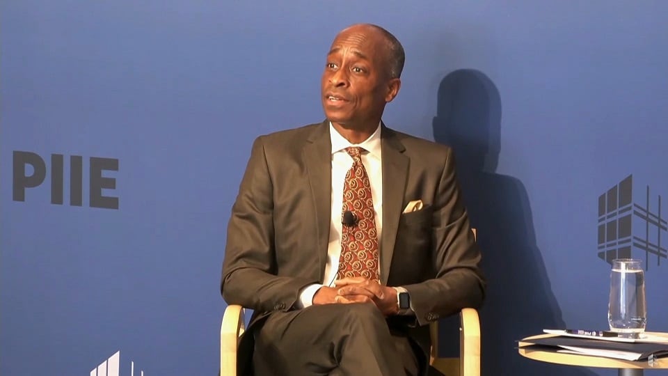WATCH: Reserve Vice Chair Philip Jefferson warned of easing too much in response to improved inflation.Source: Bloomberg