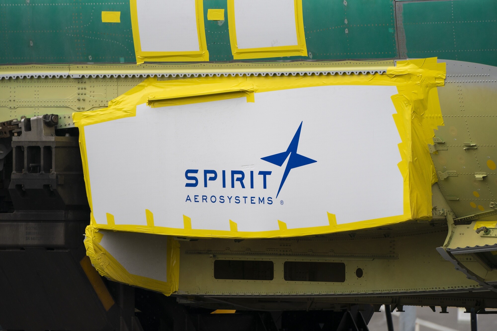 Spirit AeroSystems signage on a Boeing 737 fuselage Photographer: David Ryder/Bloomberg
