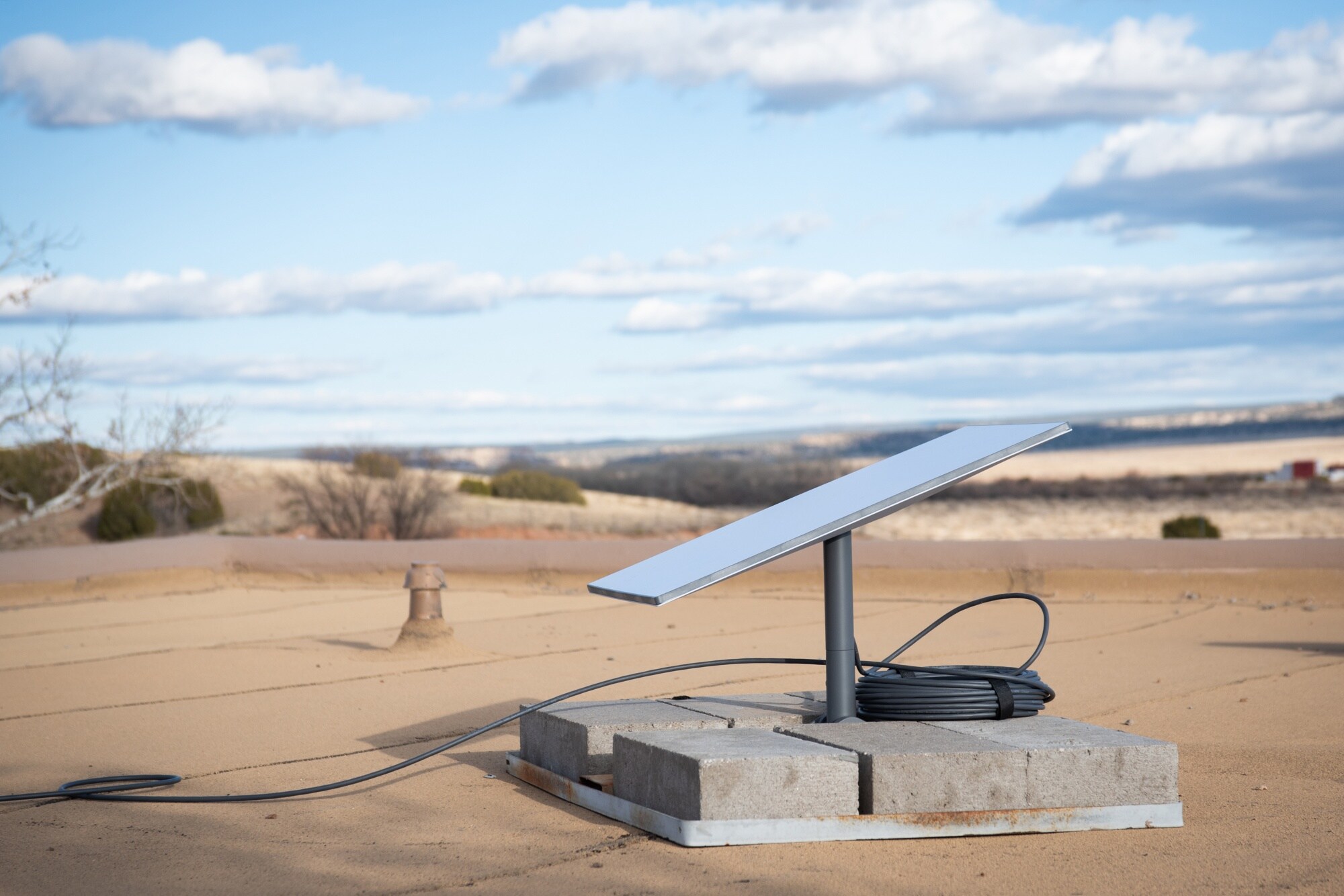 A Starlink satellite on the roof of a home in Galisteo, New Mexico, US.Photographer: Cate Dingley/Bloomberg