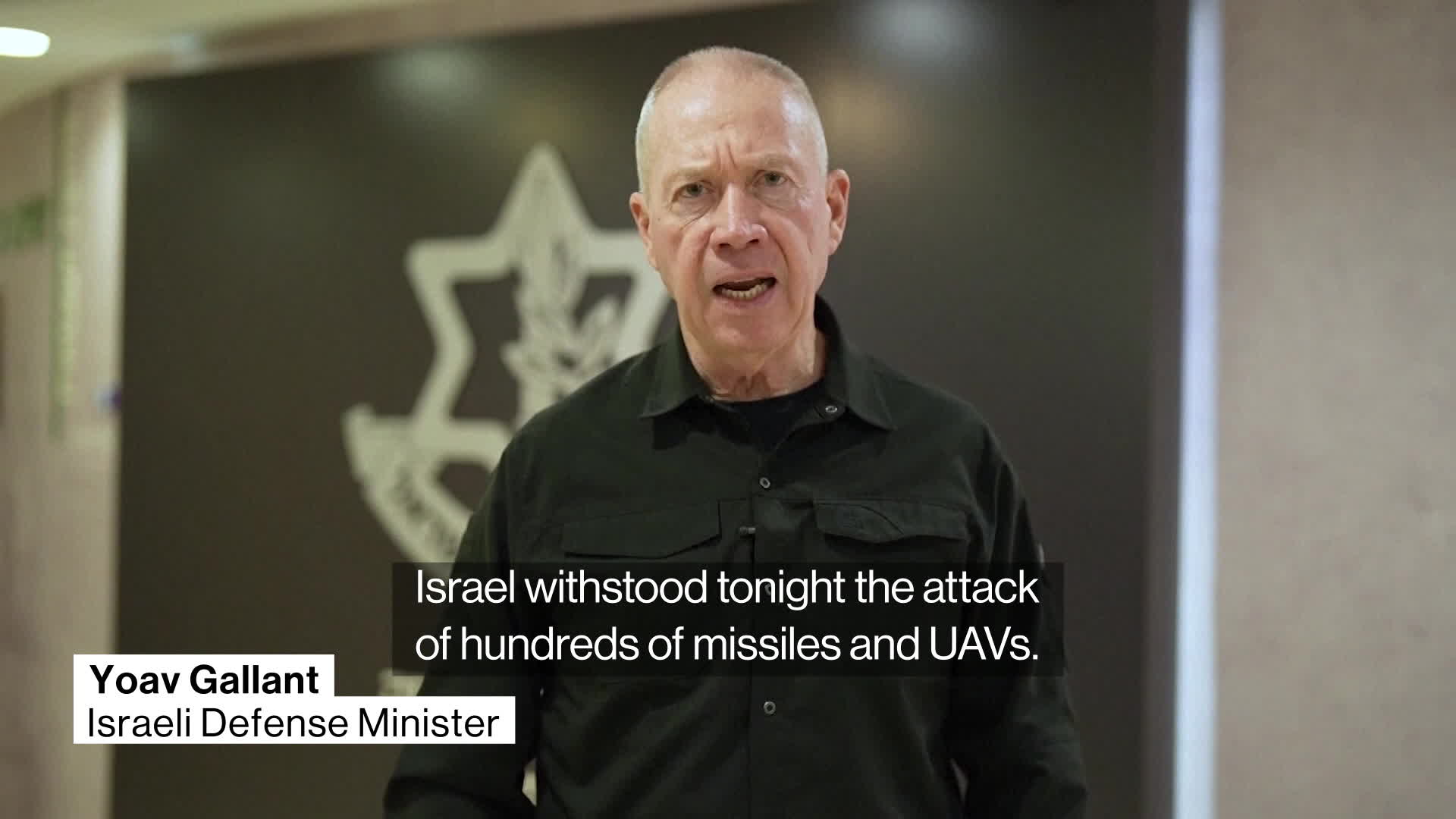 WATCH: Defense Minister Yoav Gallant says hundreds of missiles and drones fired by Iran were blocked “with great success.”Source: APTN