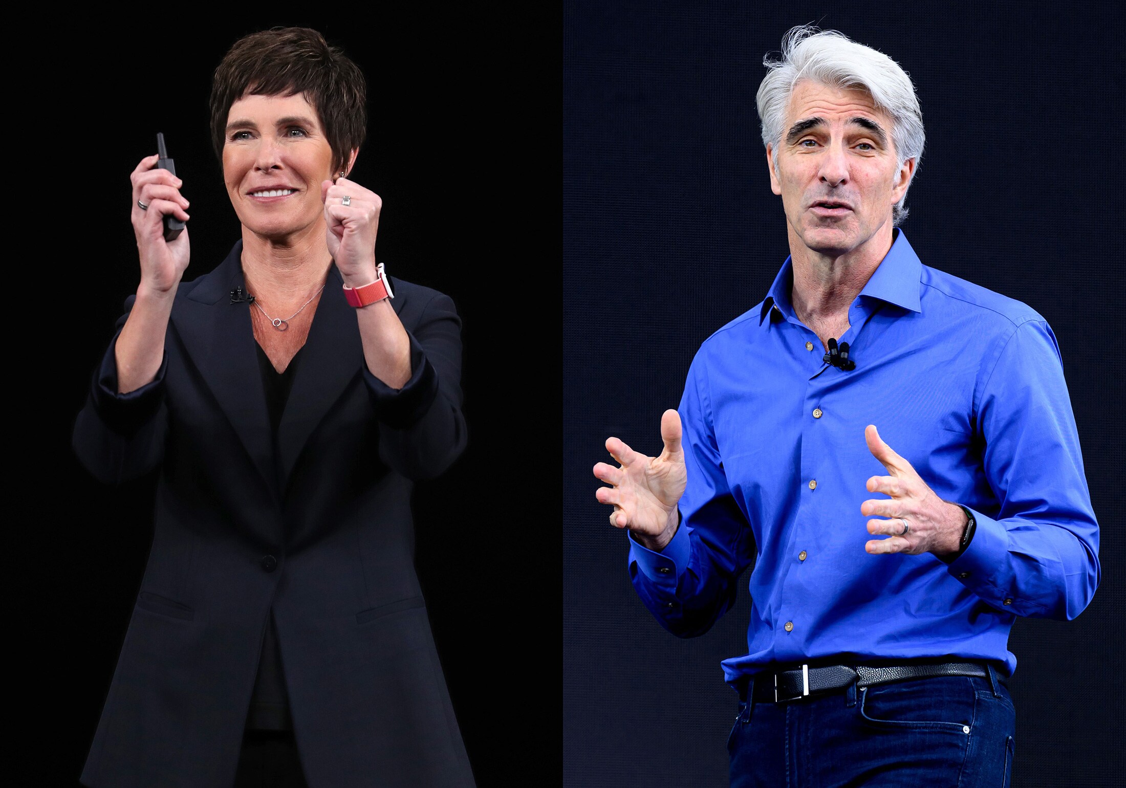 Retail chief O'Brien (left) and Federighi, head of software engineering.Photos: Getty Images