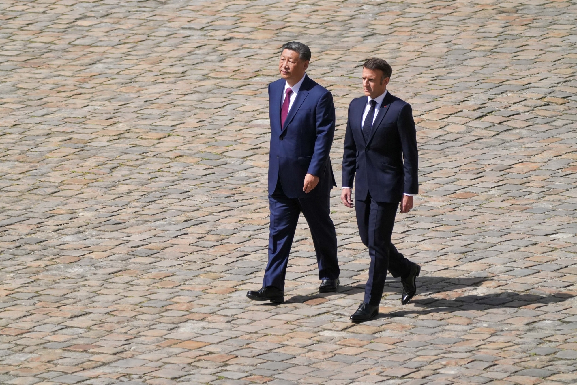 Emmanuel Macron and Xi Jinping in Paris on May 6.Photographer: Nathan Laine/Bloomberg