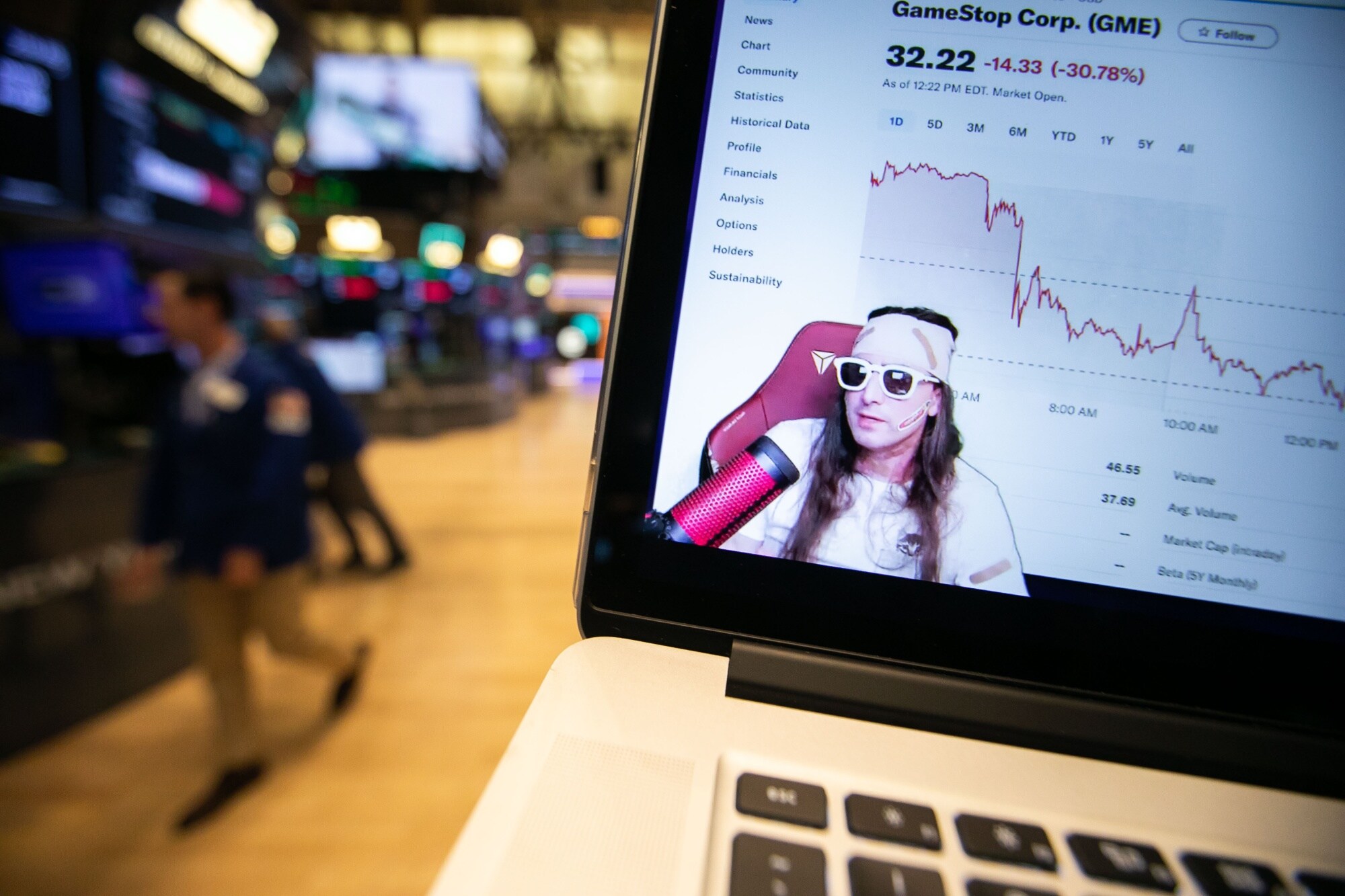 Keith Gill, a Reddit user credited with inspiring GameStop's rally, during a YouTube livestream June 7.Photographer: Michael Nagle/Bloomberg