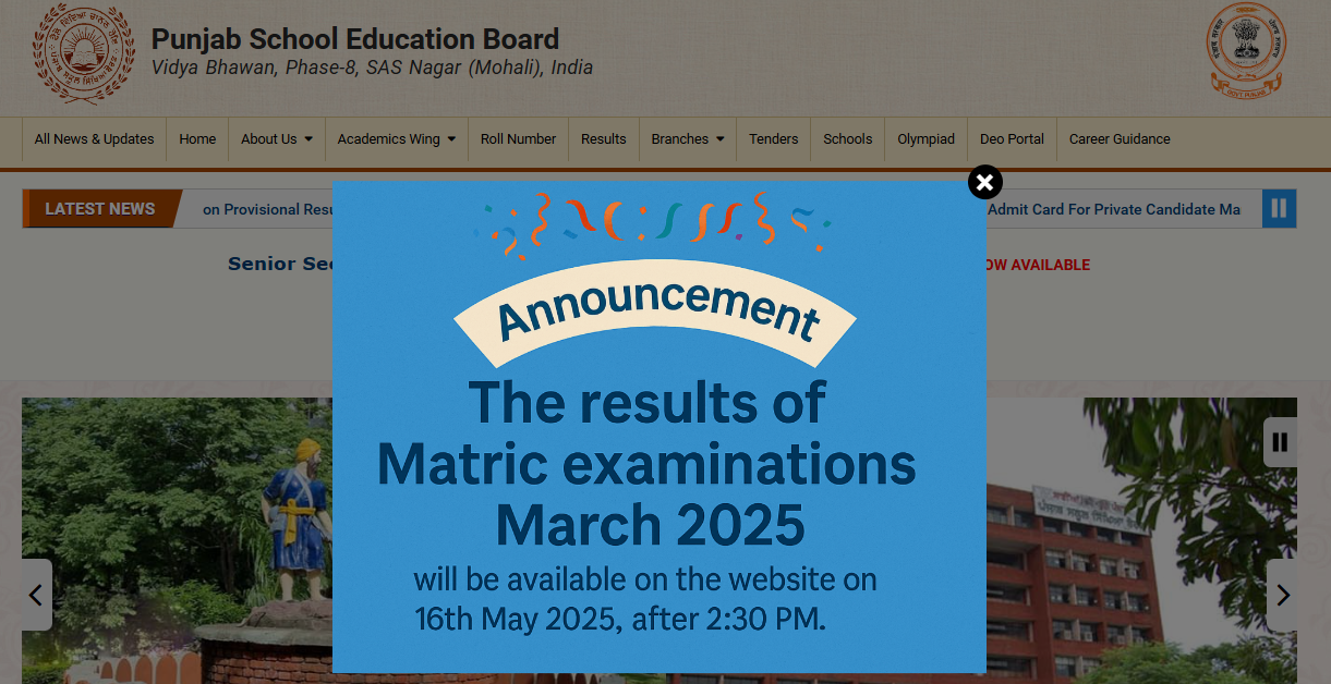 PSEB Class 10th Result 2025 On May 16 &mdash; Check Time And Direct Link To Access Scorecard