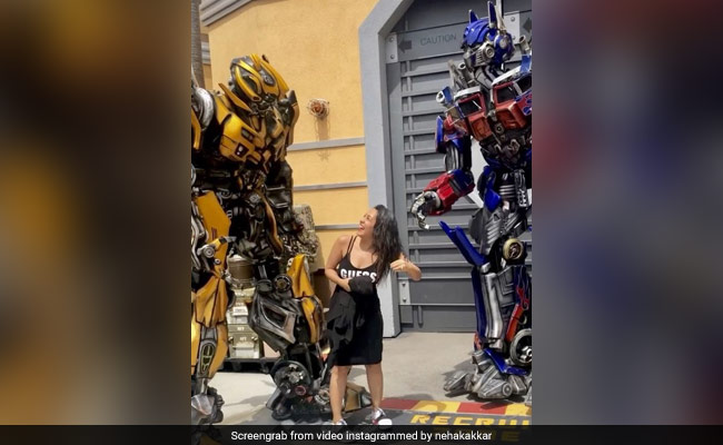 नेहा कक्कड़ के गाउन की खातिर लड़ पड़े 'रोबोट', फ्लाइंग Kiss देकर उड़ाए होश.. देखें Video