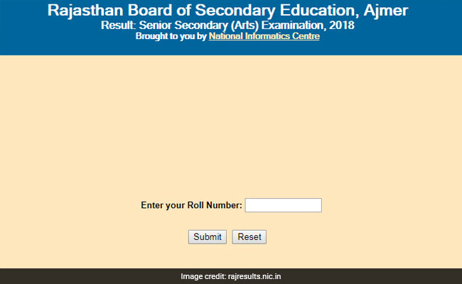 RBSE 12th Result 2018 Arts Declared